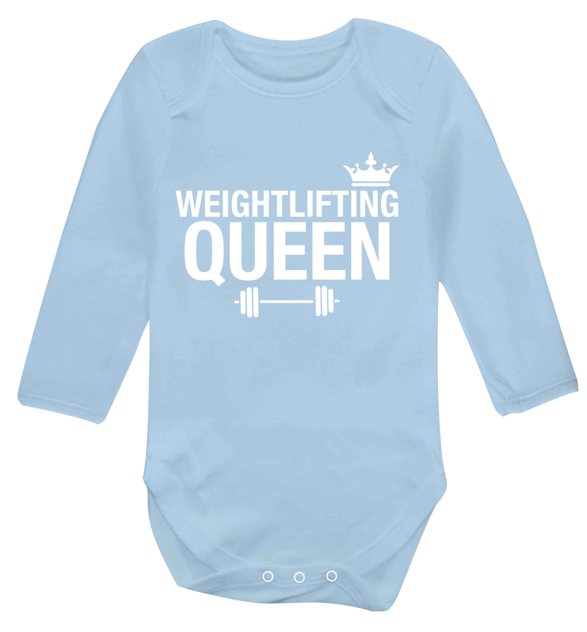 Weightlifting Queen Baby Vest long sleeved pale blue 6-12 months