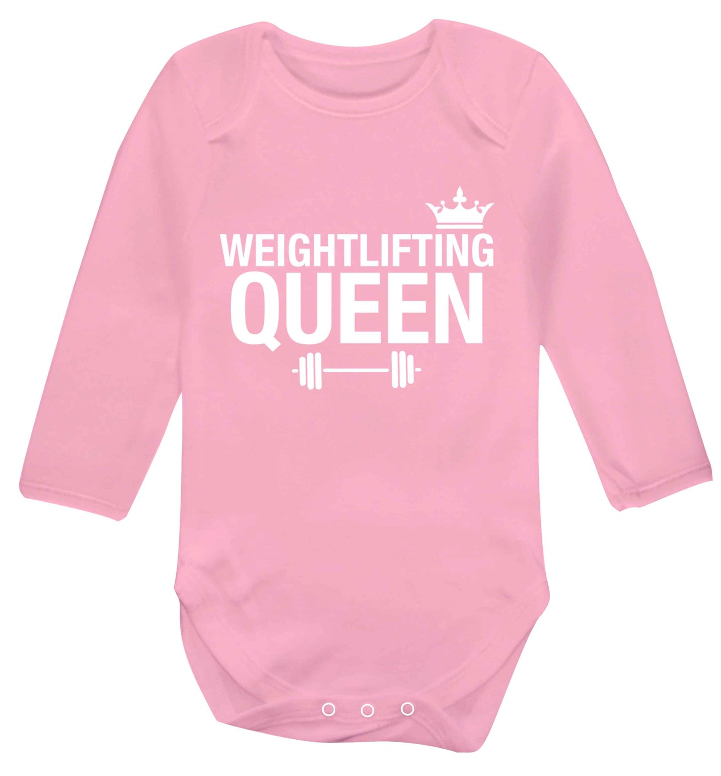 Weightlifting Queen Baby Vest long sleeved pale pink 6-12 months