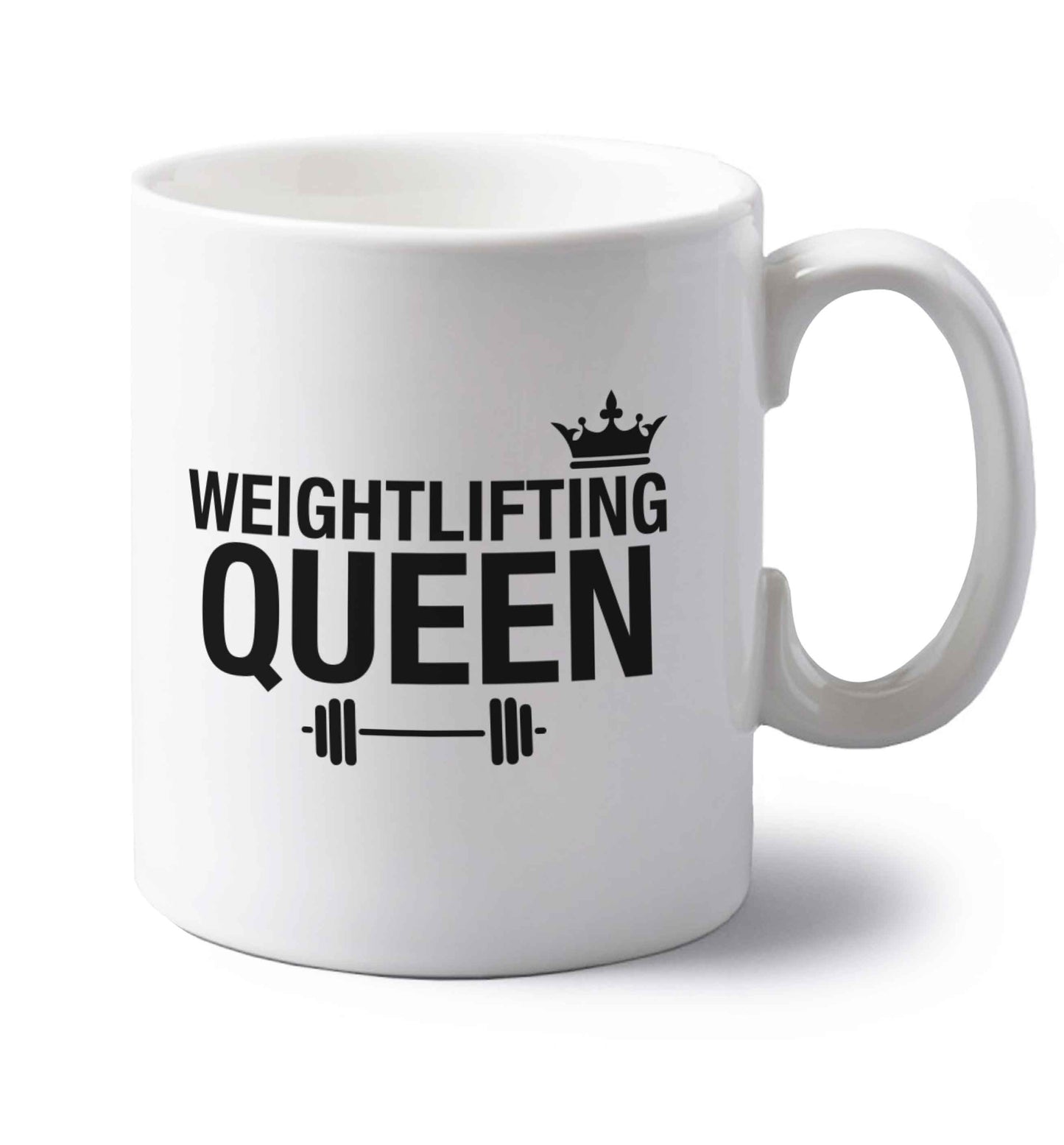 Weightlifting Queen left handed white ceramic mug 