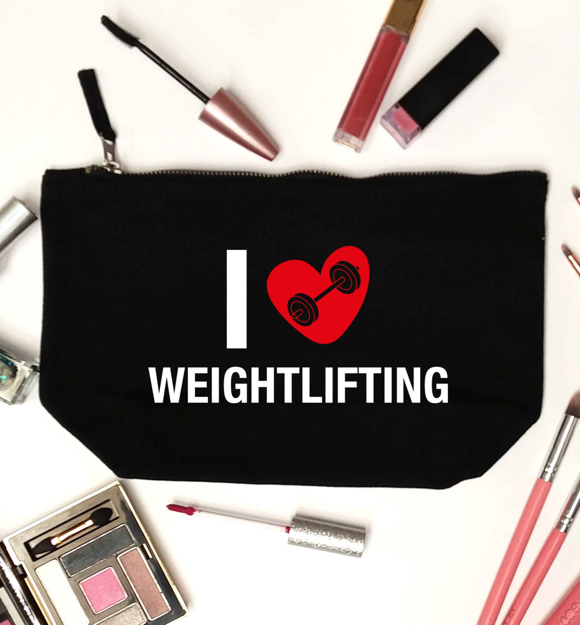 I love weightlifting black makeup bag