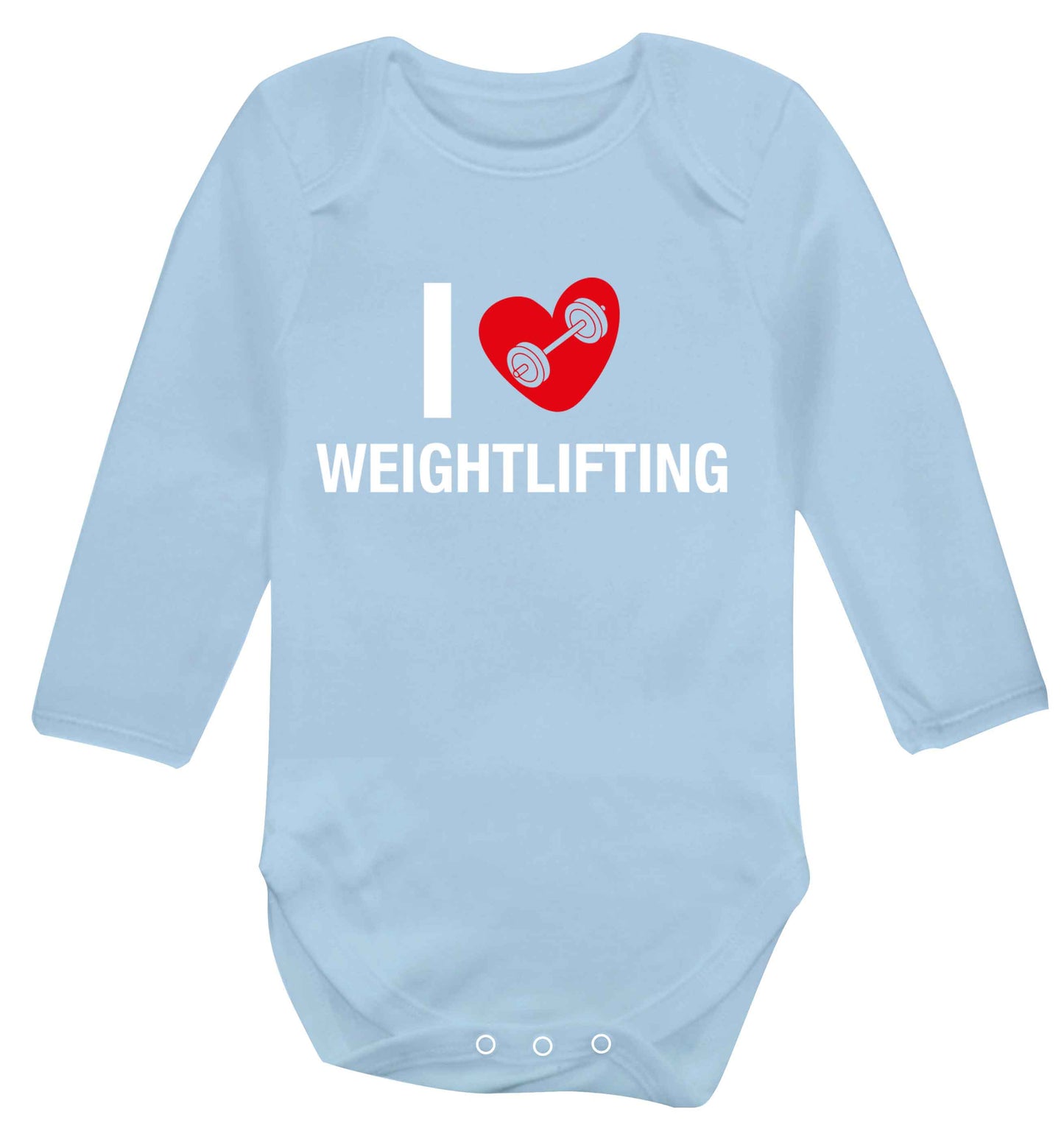 I love weightlifting Baby Vest long sleeved pale blue 6-12 months