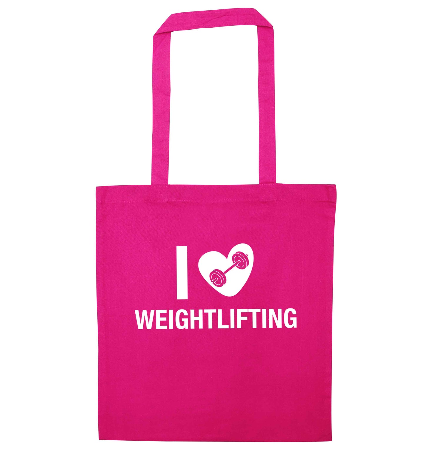 I love weightlifting pink tote bag