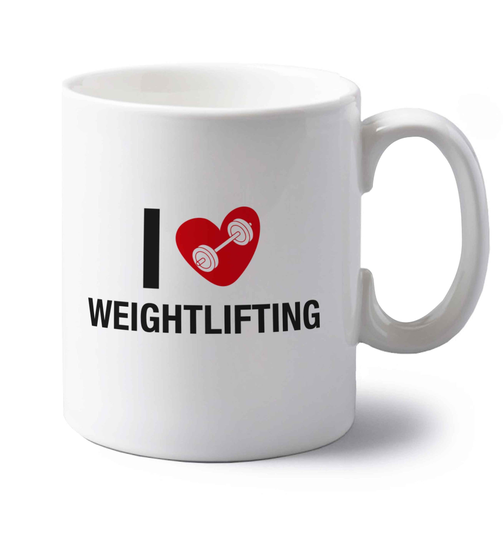 I love weightlifting left handed white ceramic mug 