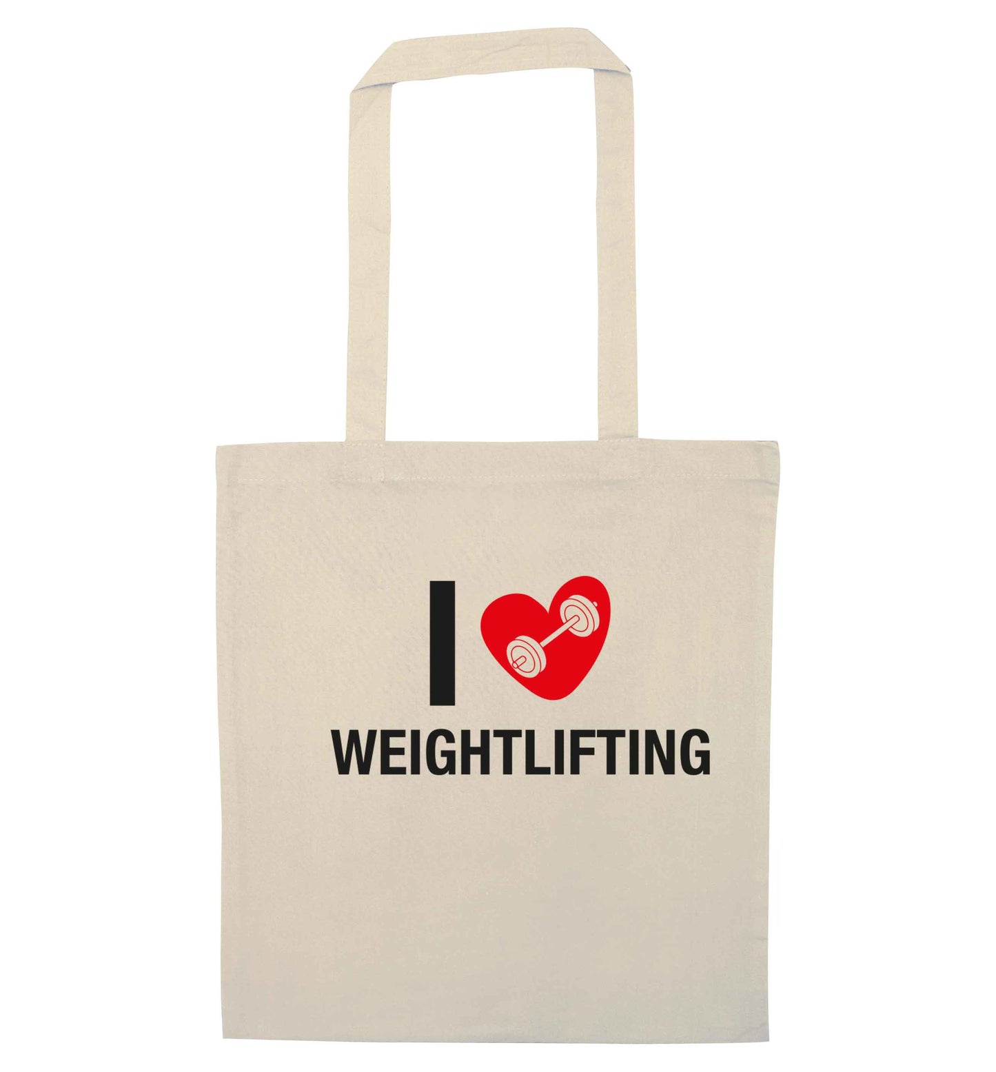 I love weightlifting natural tote bag