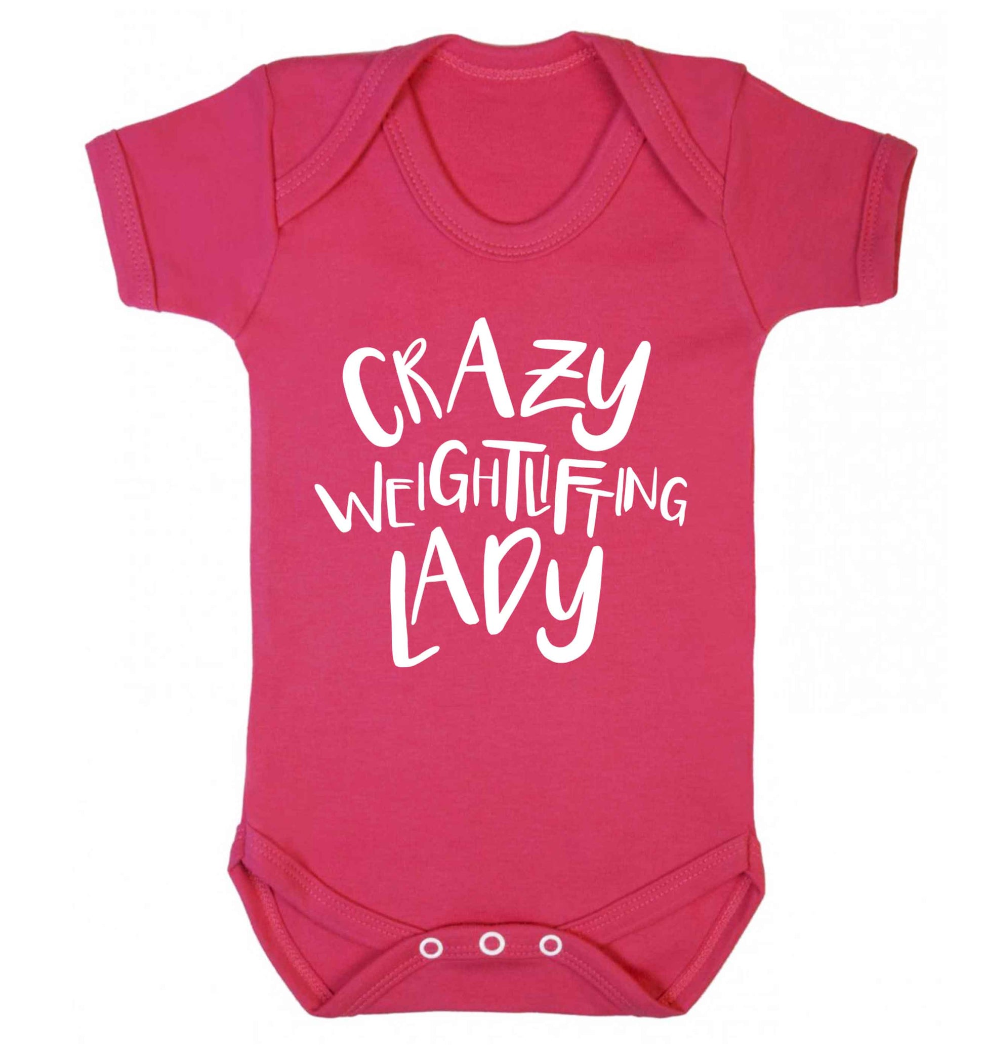 Crazy weightlifting lady Baby Vest dark pink 18-24 months