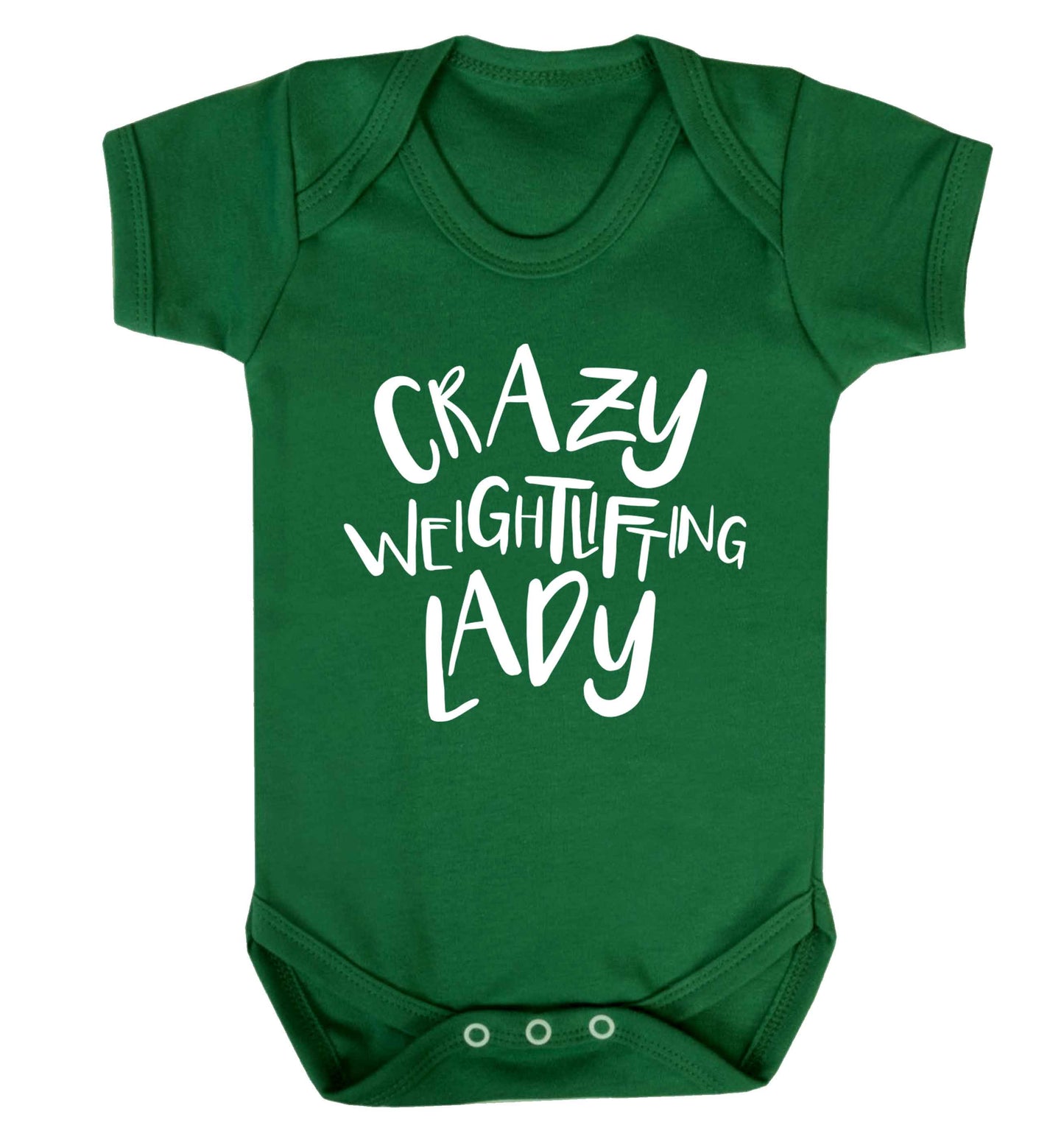 Crazy weightlifting lady Baby Vest green 18-24 months
