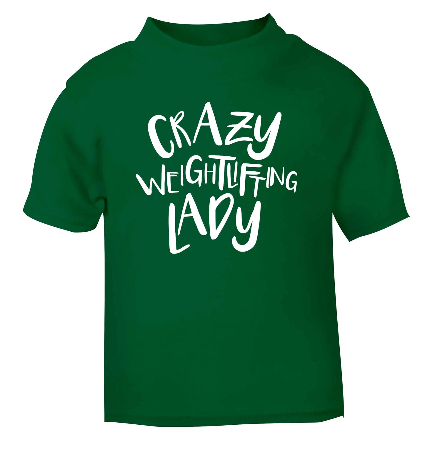 Crazy weightlifting lady green Baby Toddler Tshirt 2 Years