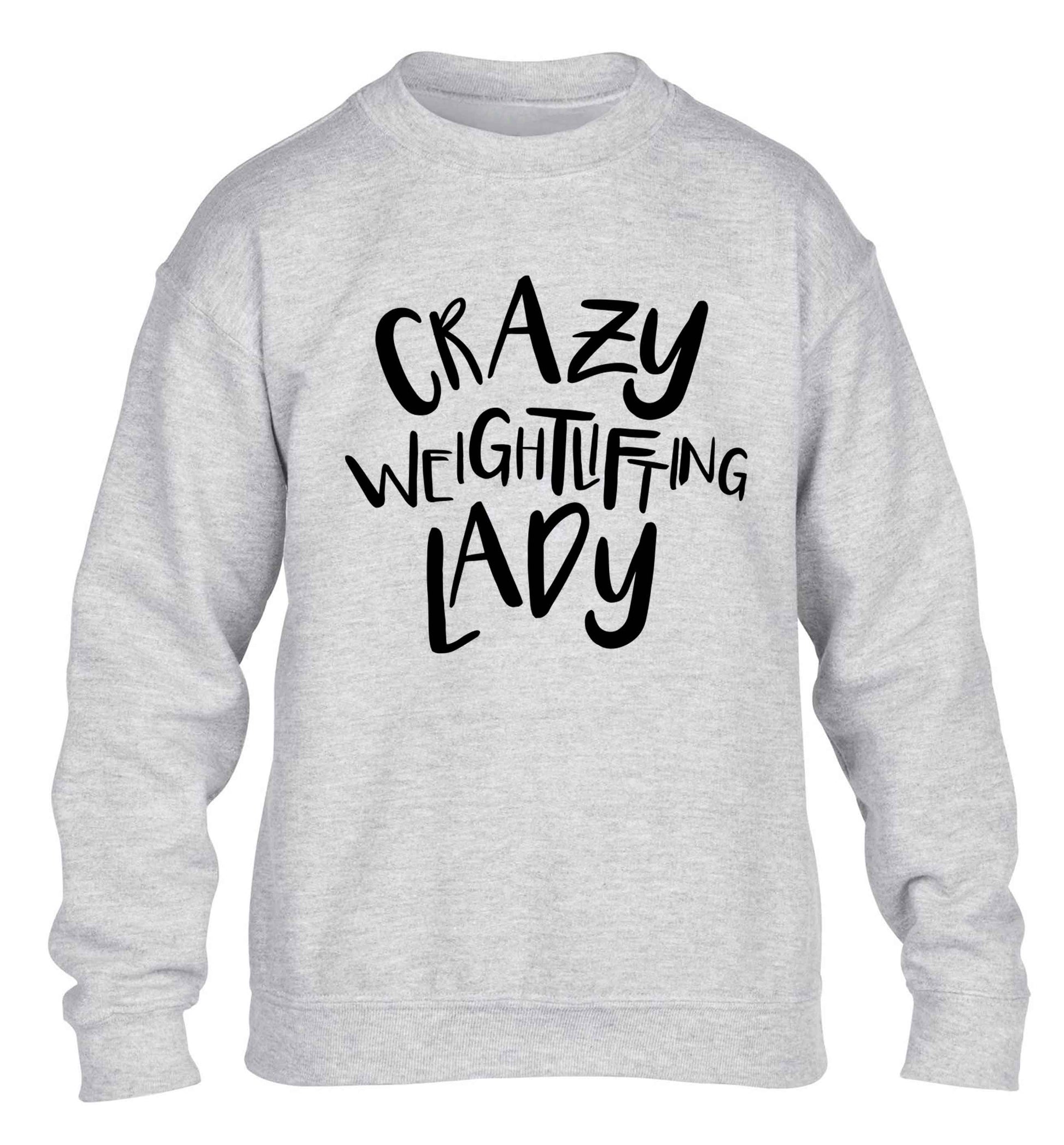 Crazy weightlifting lady children's grey sweater 12-13 Years