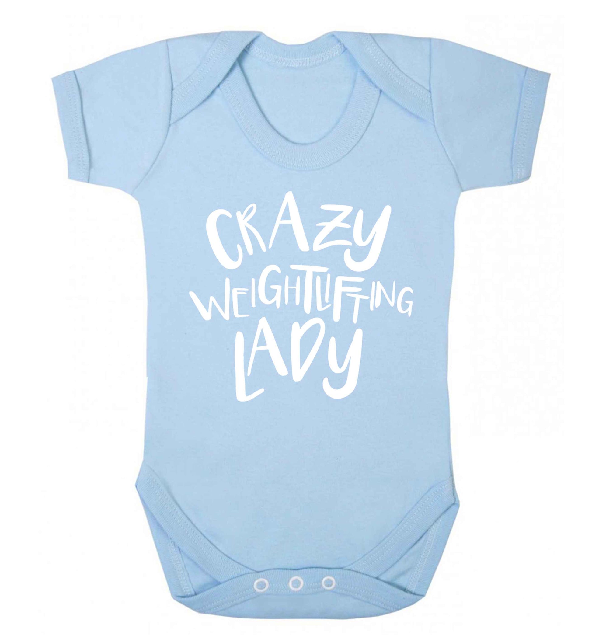 Crazy weightlifting lady Baby Vest pale blue 18-24 months