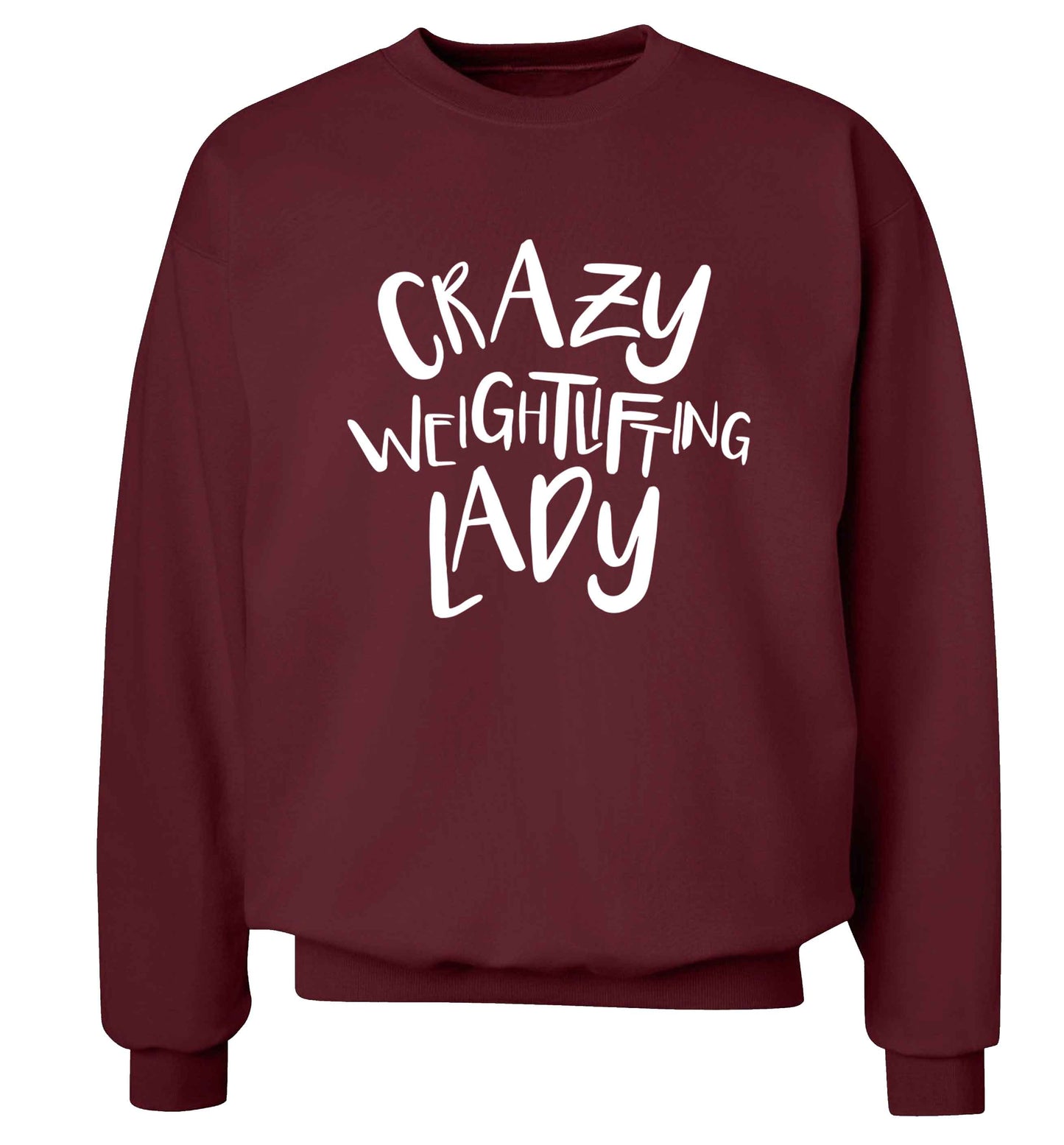 Crazy weightlifting lady Adult's unisex maroon Sweater 2XL