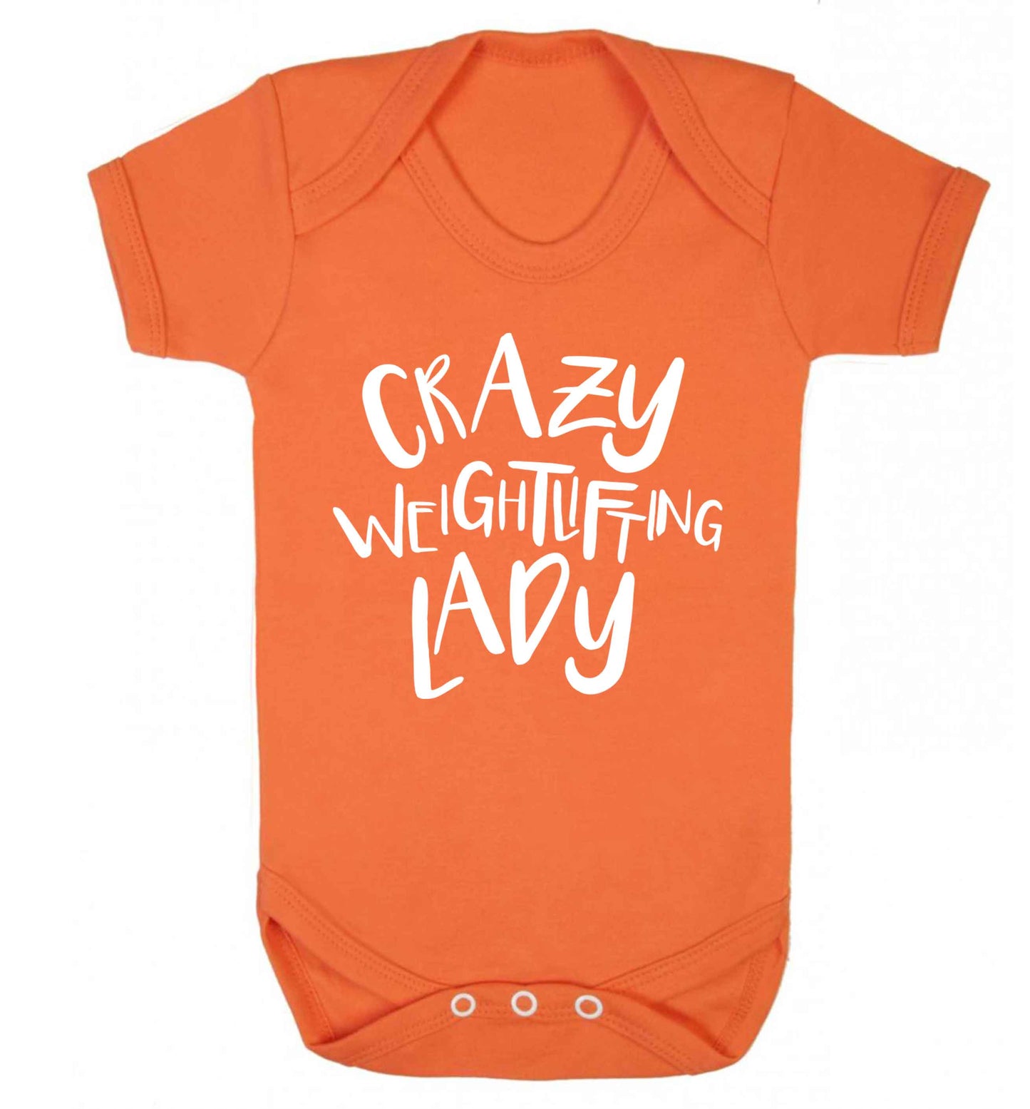 Crazy weightlifting lady Baby Vest orange 18-24 months