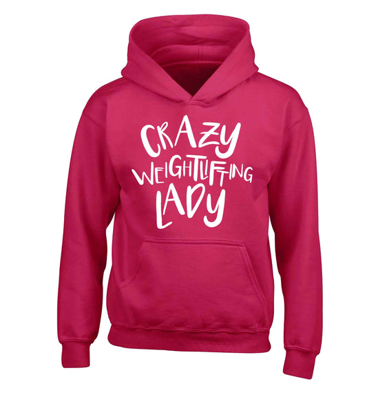 Crazy weightlifting lady children's pink hoodie 12-13 Years