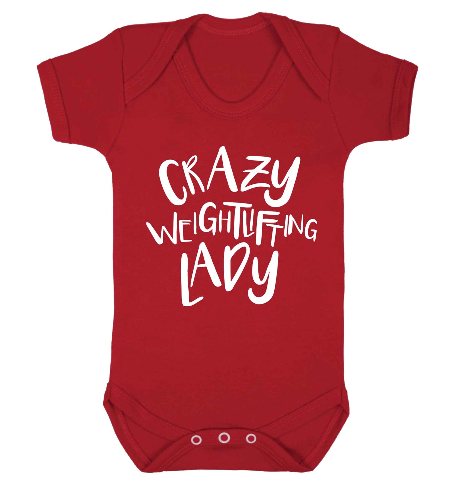 Crazy weightlifting lady Baby Vest red 18-24 months