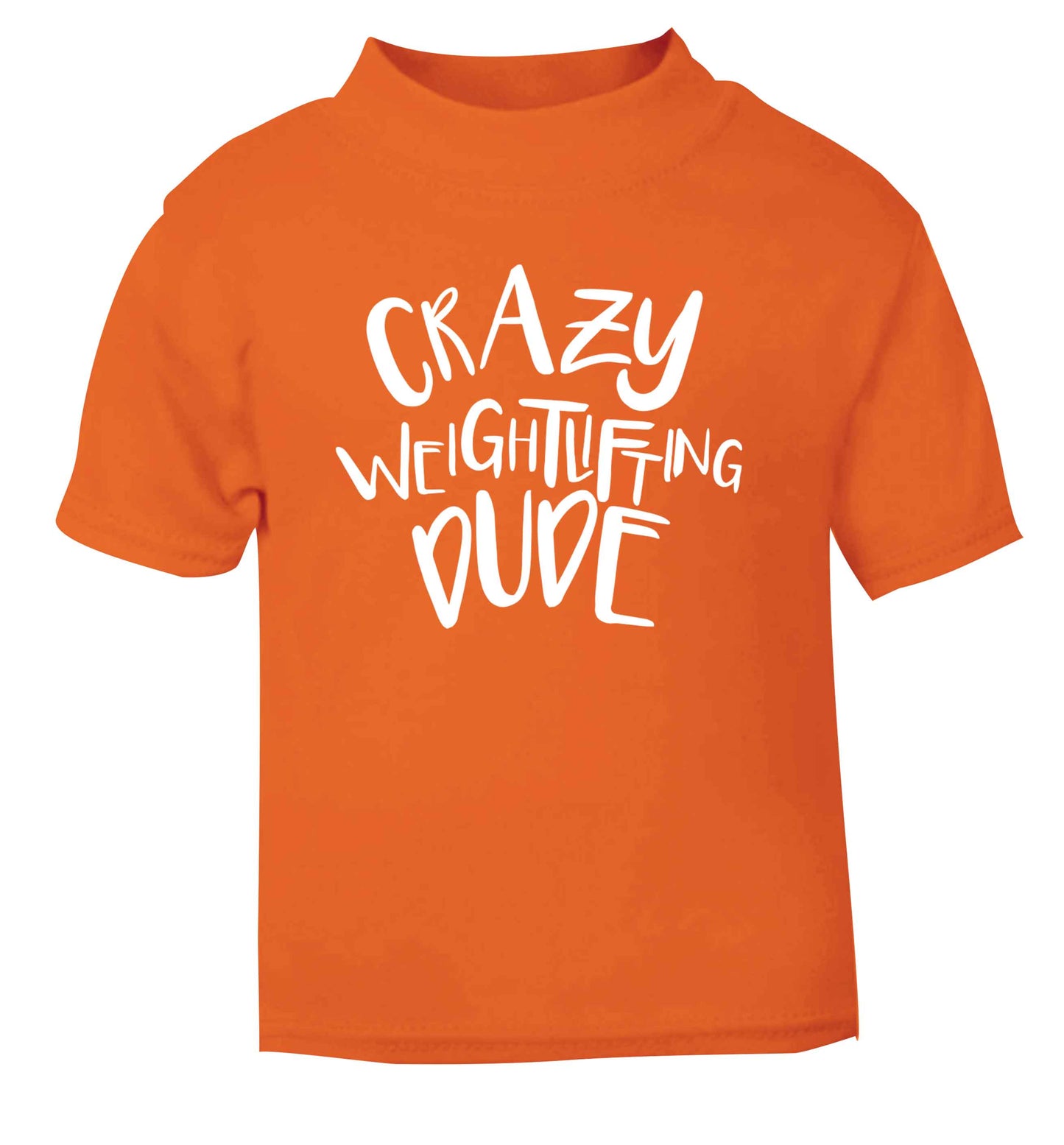 Crazy weightlifting dude orange Baby Toddler Tshirt 2 Years