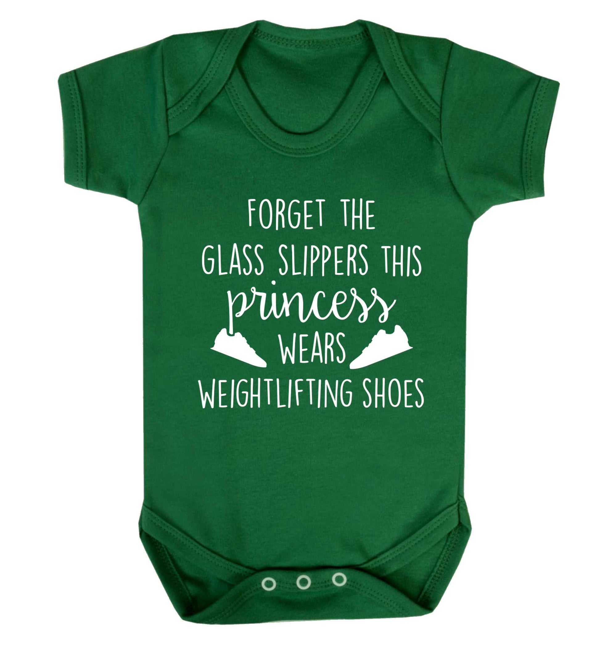Forget the glass slippers this princess wears weightlifting shoes Baby Vest green 18-24 months
