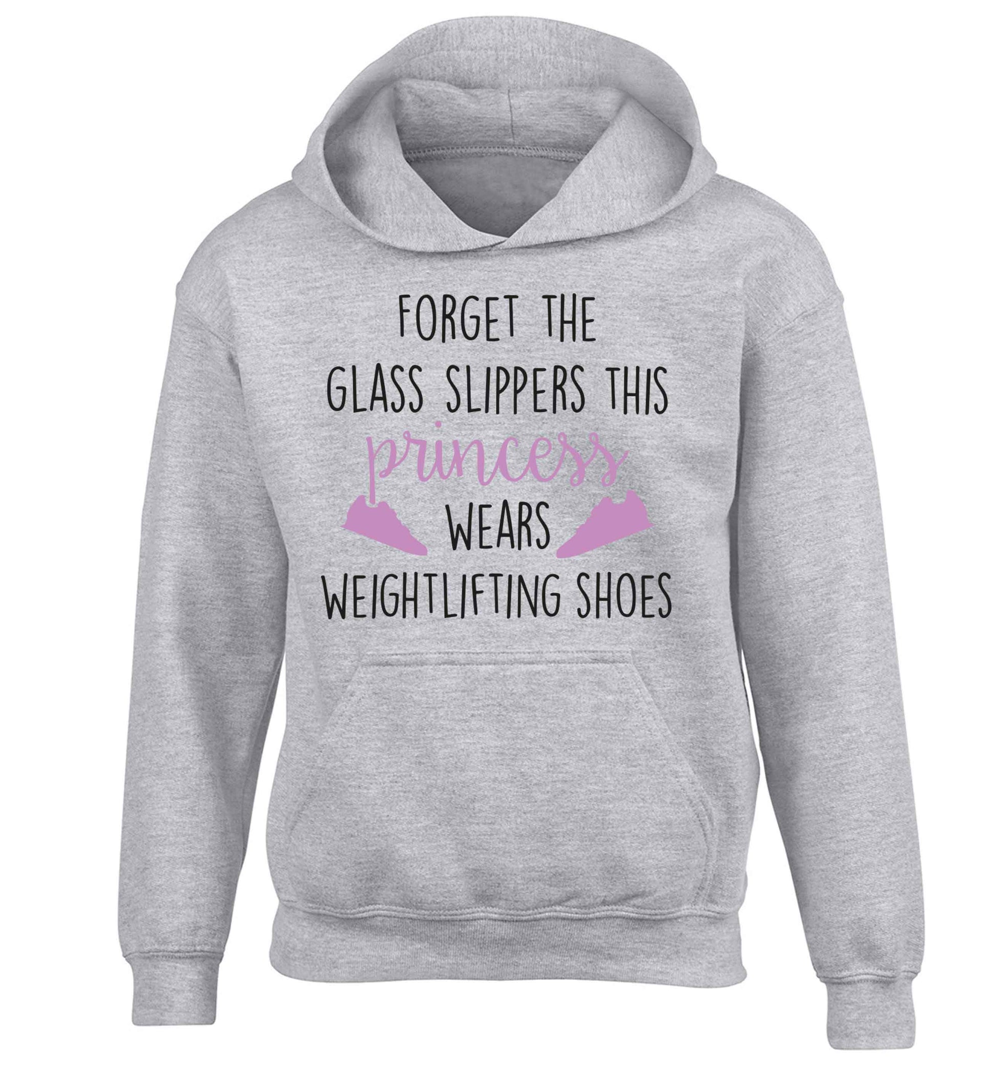 Forget the glass slippers this princess wears weightlifting shoes children's grey hoodie 12-13 Years
