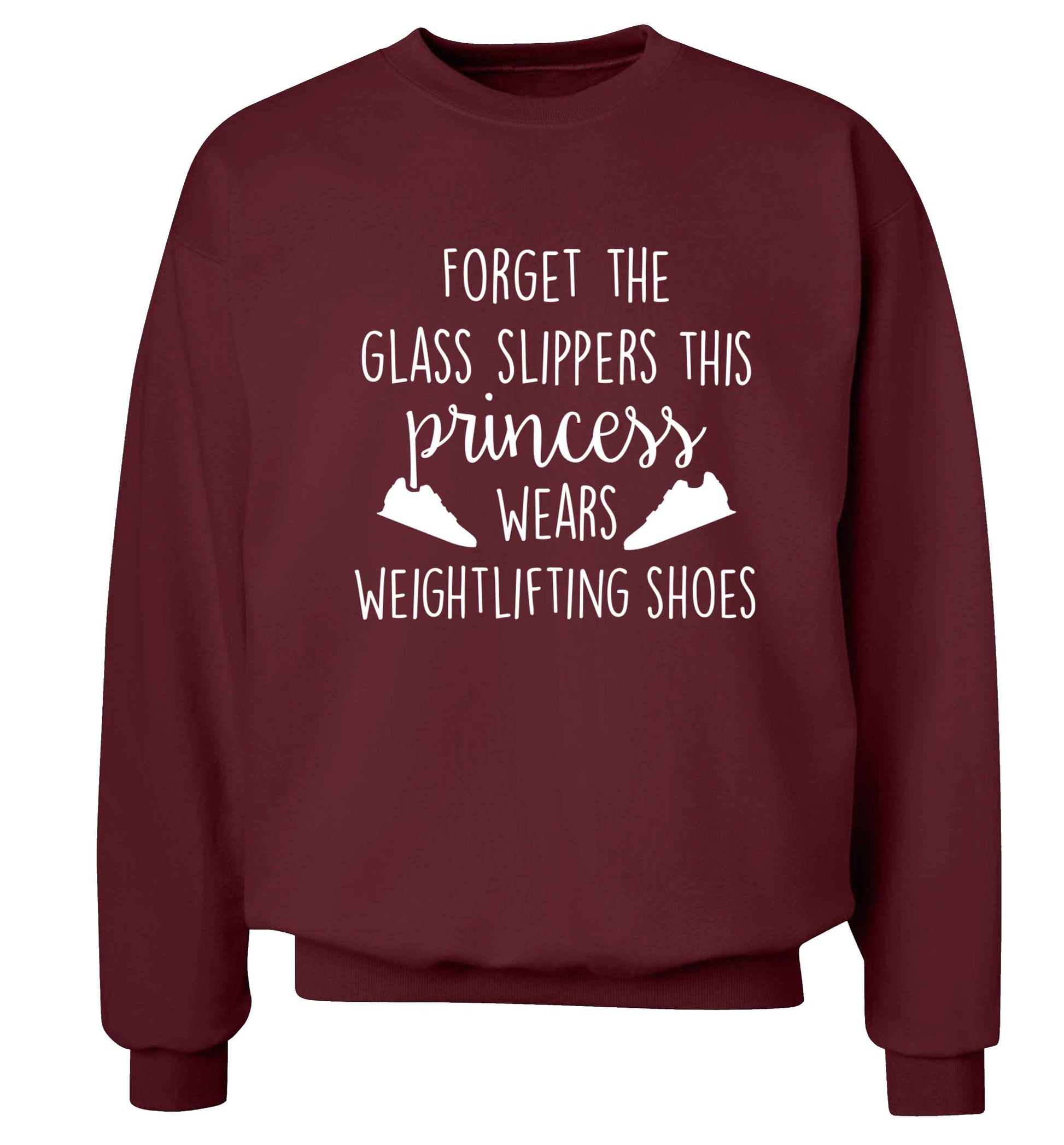 Forget the glass slippers this princess wears weightlifting shoes Adult's unisex maroon Sweater 2XL