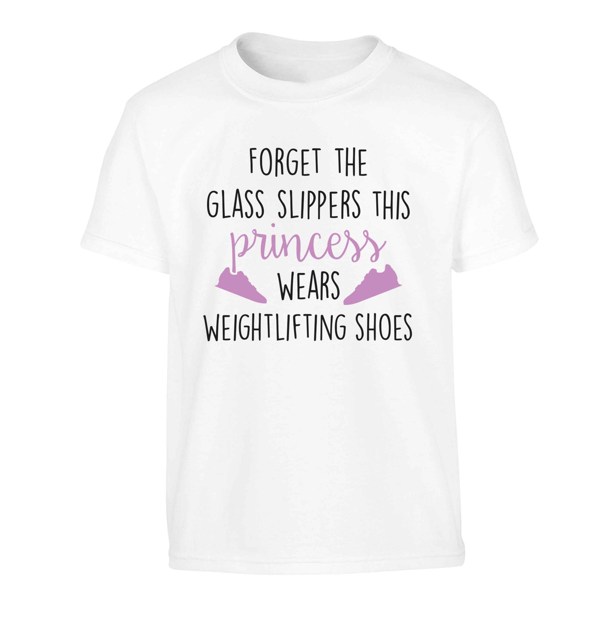 Forget the glass slippers this princess wears weightlifting shoes Children's white Tshirt 12-13 Years
