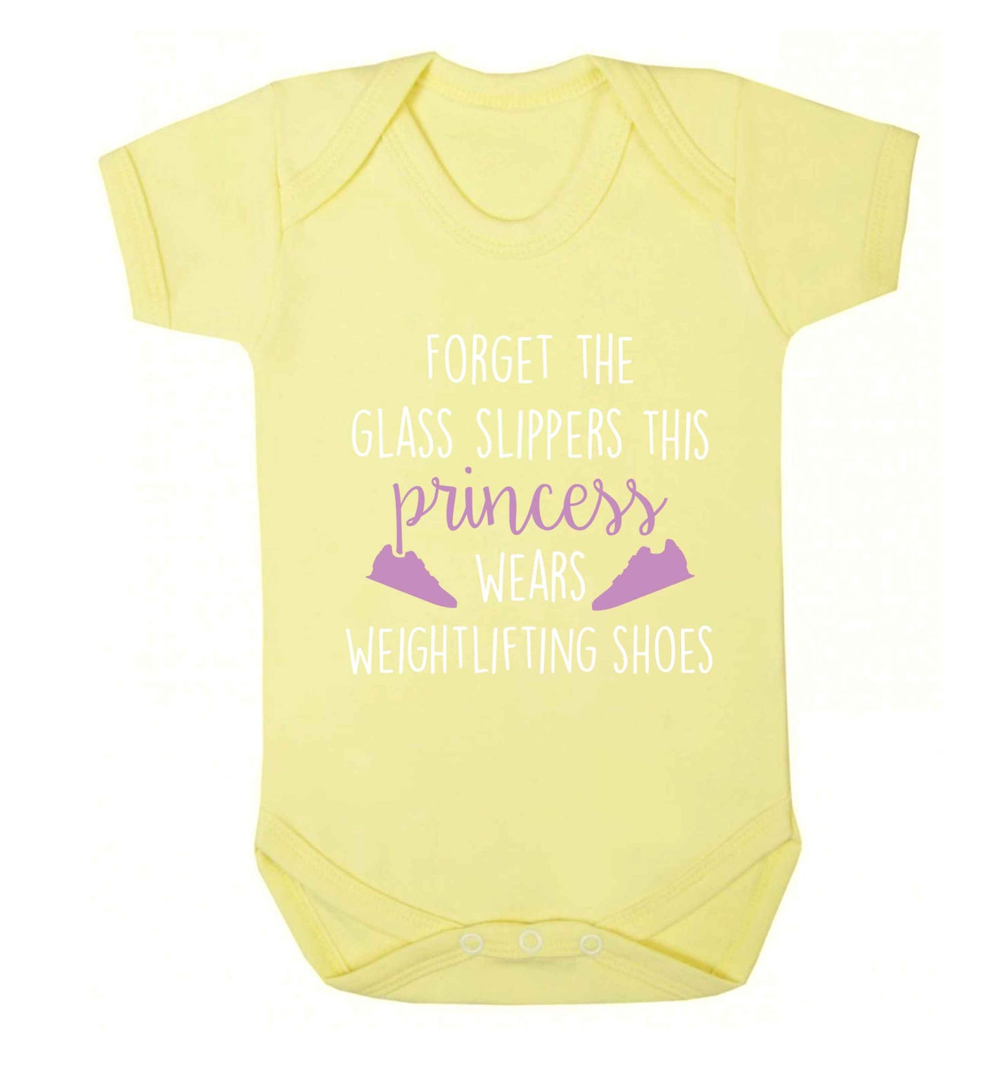 Forget the glass slippers this princess wears weightlifting shoes Baby Vest pale yellow 18-24 months