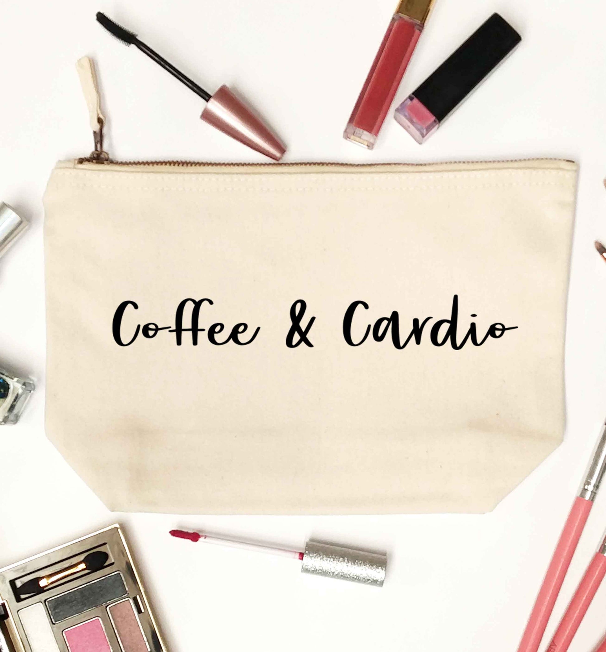 Coffee and cardio natural makeup bag
