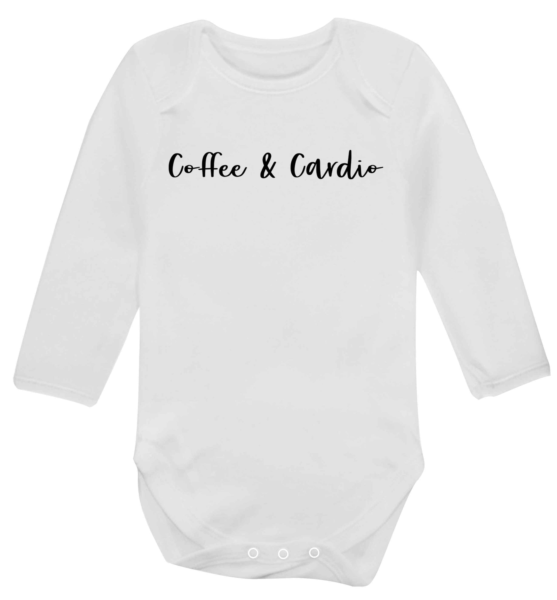 Coffee and cardio Baby Vest long sleeved white 6-12 months