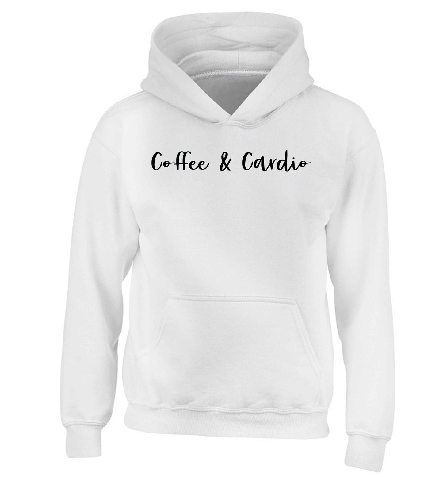 Coffee and cardio children's white hoodie 12-13 Years