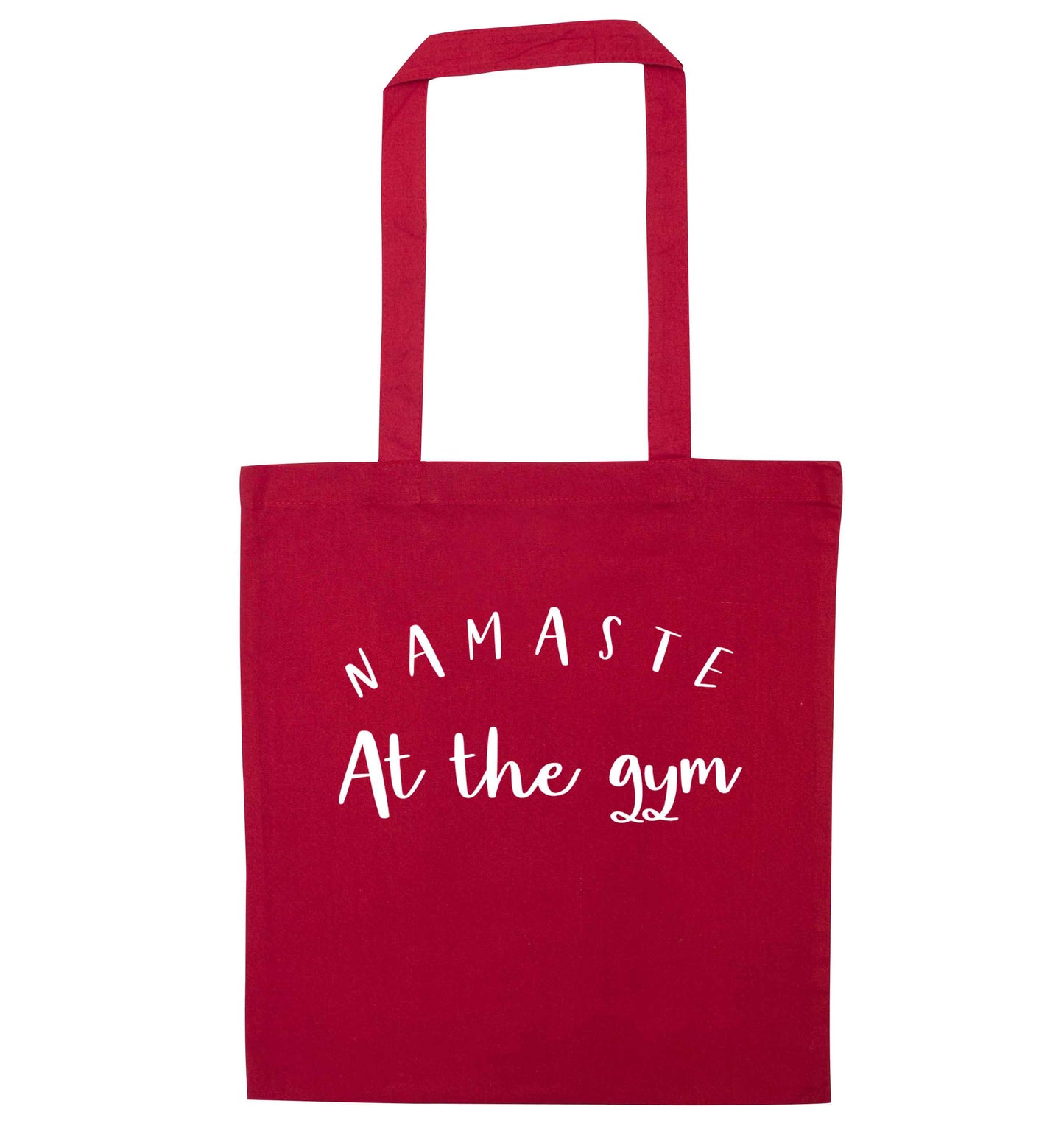 Namaste at the gym red tote bag