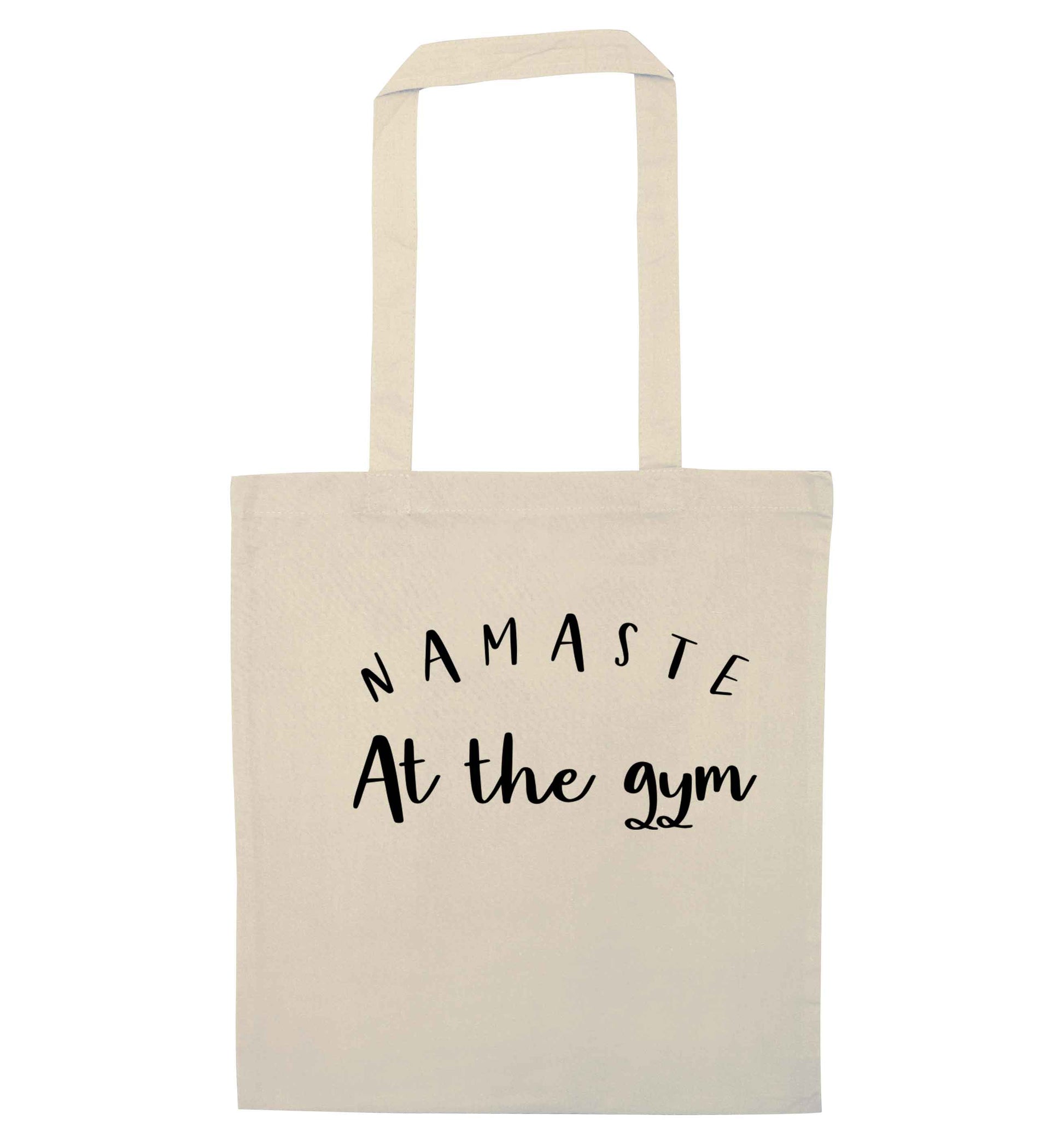 Namaste at the gym natural tote bag