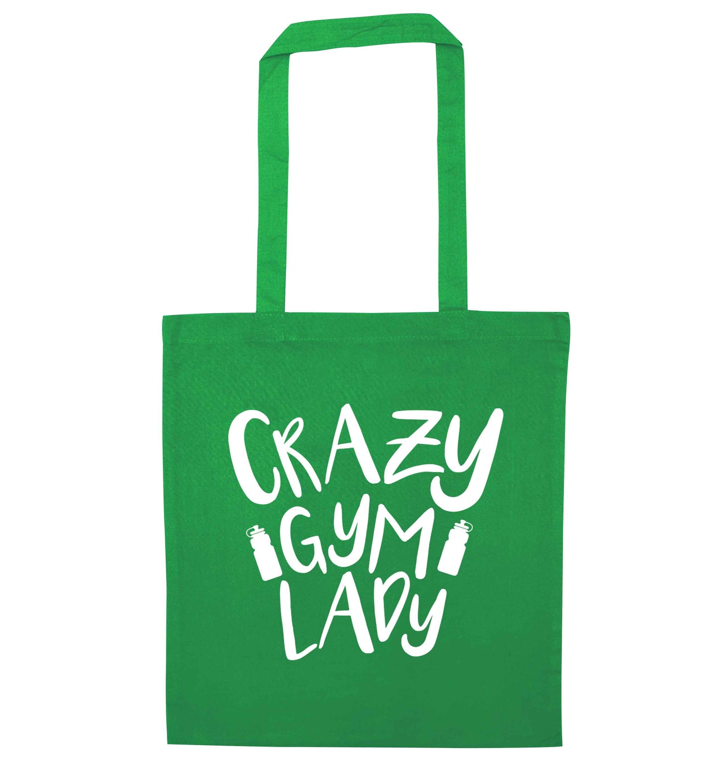 Crazy gym lady green tote bag