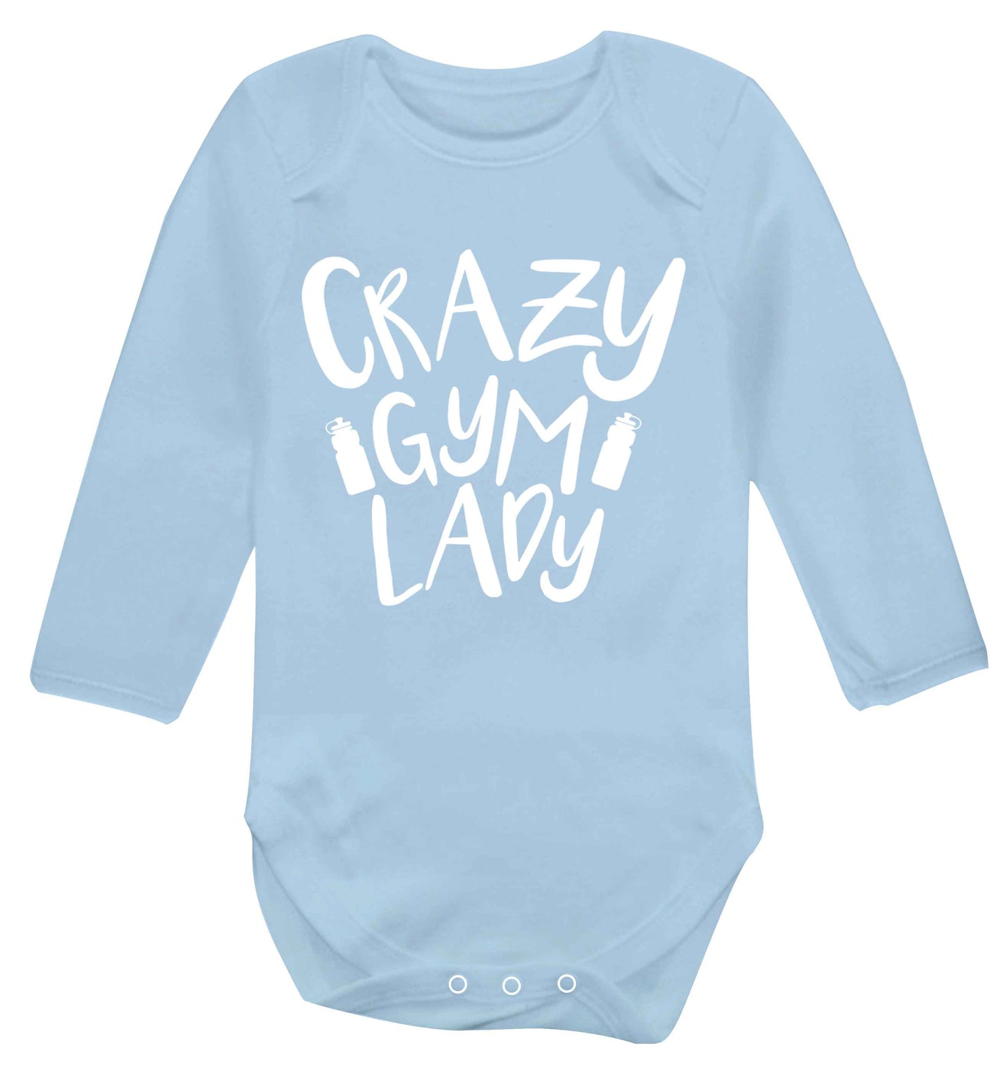 Crazy gym lady Baby Vest long sleeved pale blue 6-12 months