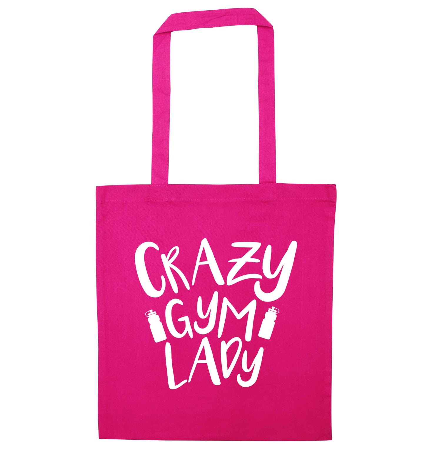 Crazy gym lady pink tote bag