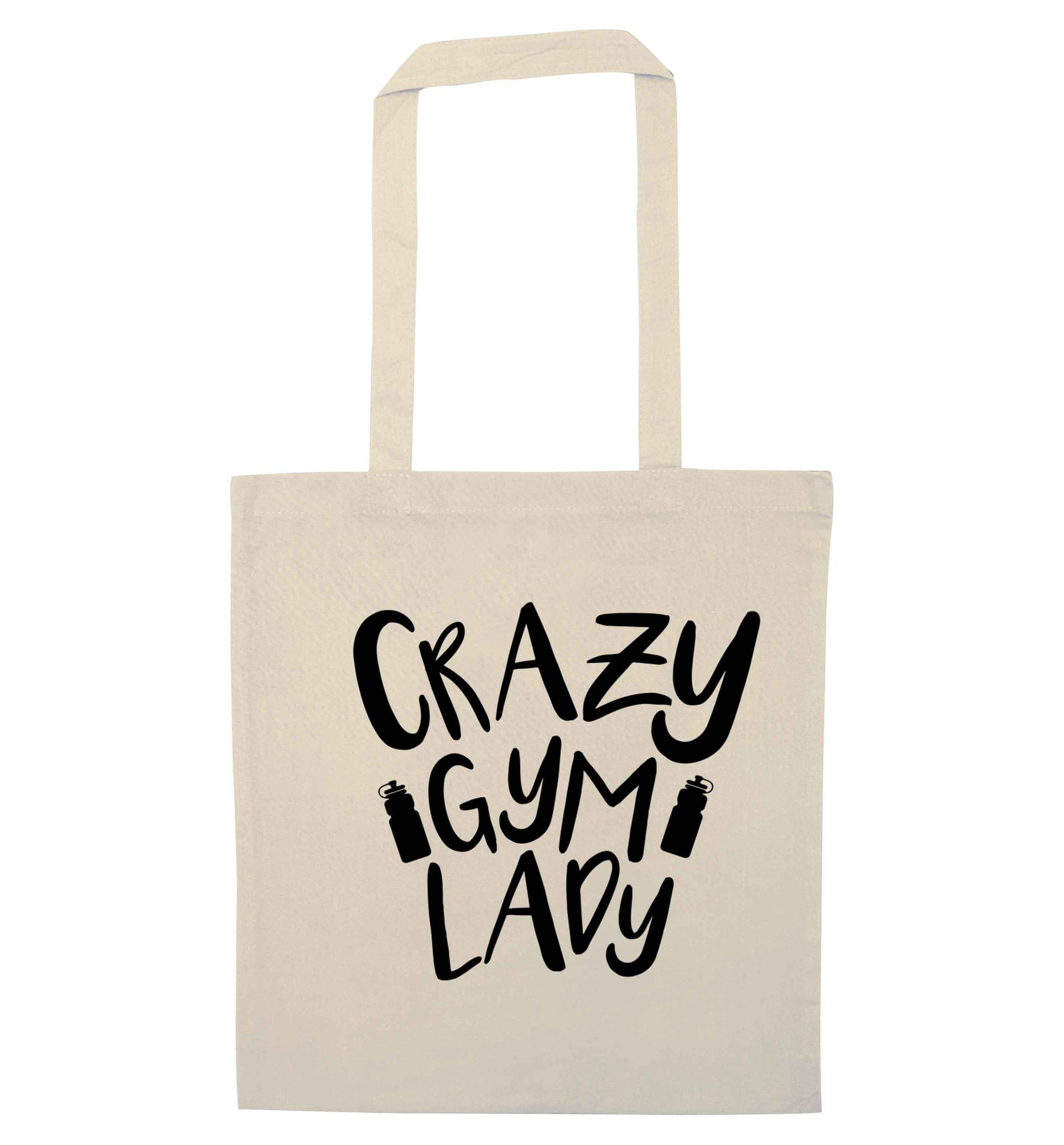 Crazy gym lady natural tote bag