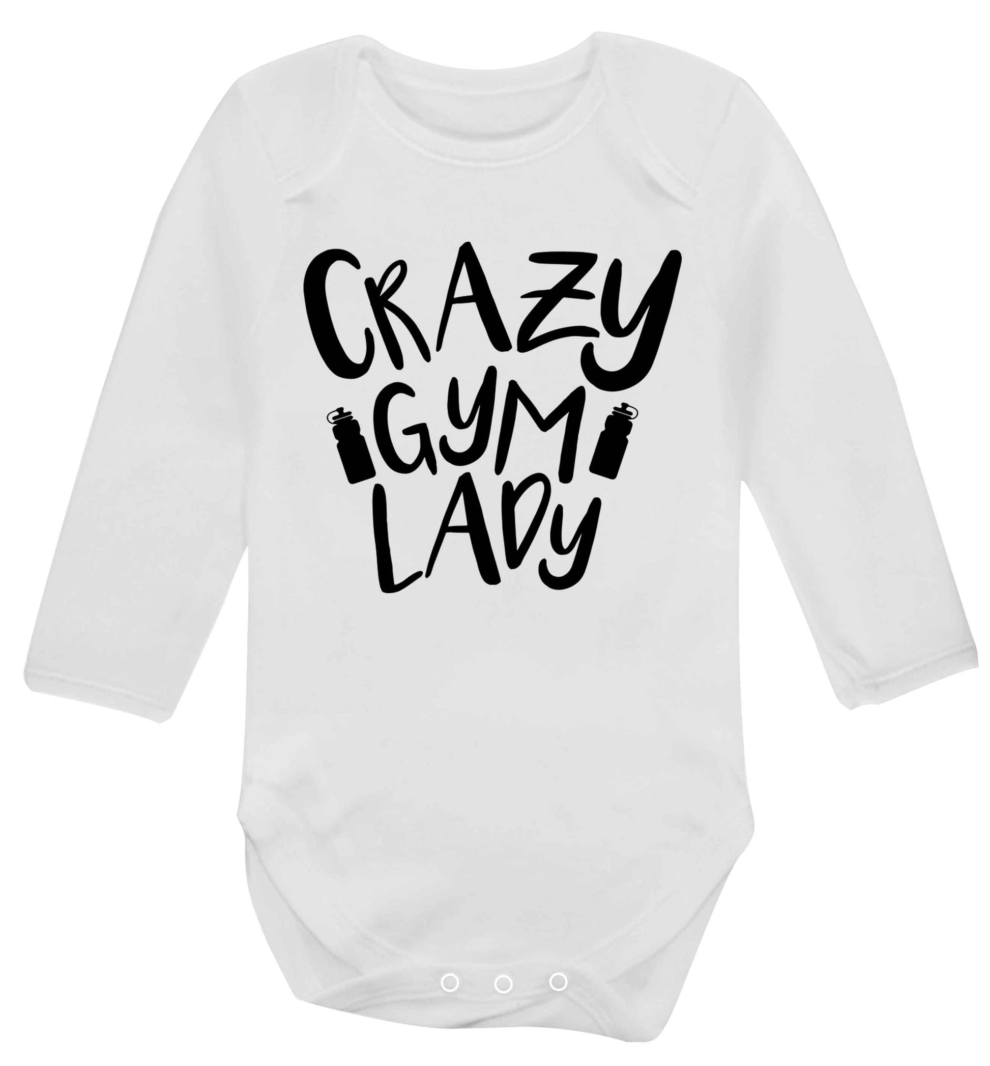 Crazy gym lady Baby Vest long sleeved white 6-12 months