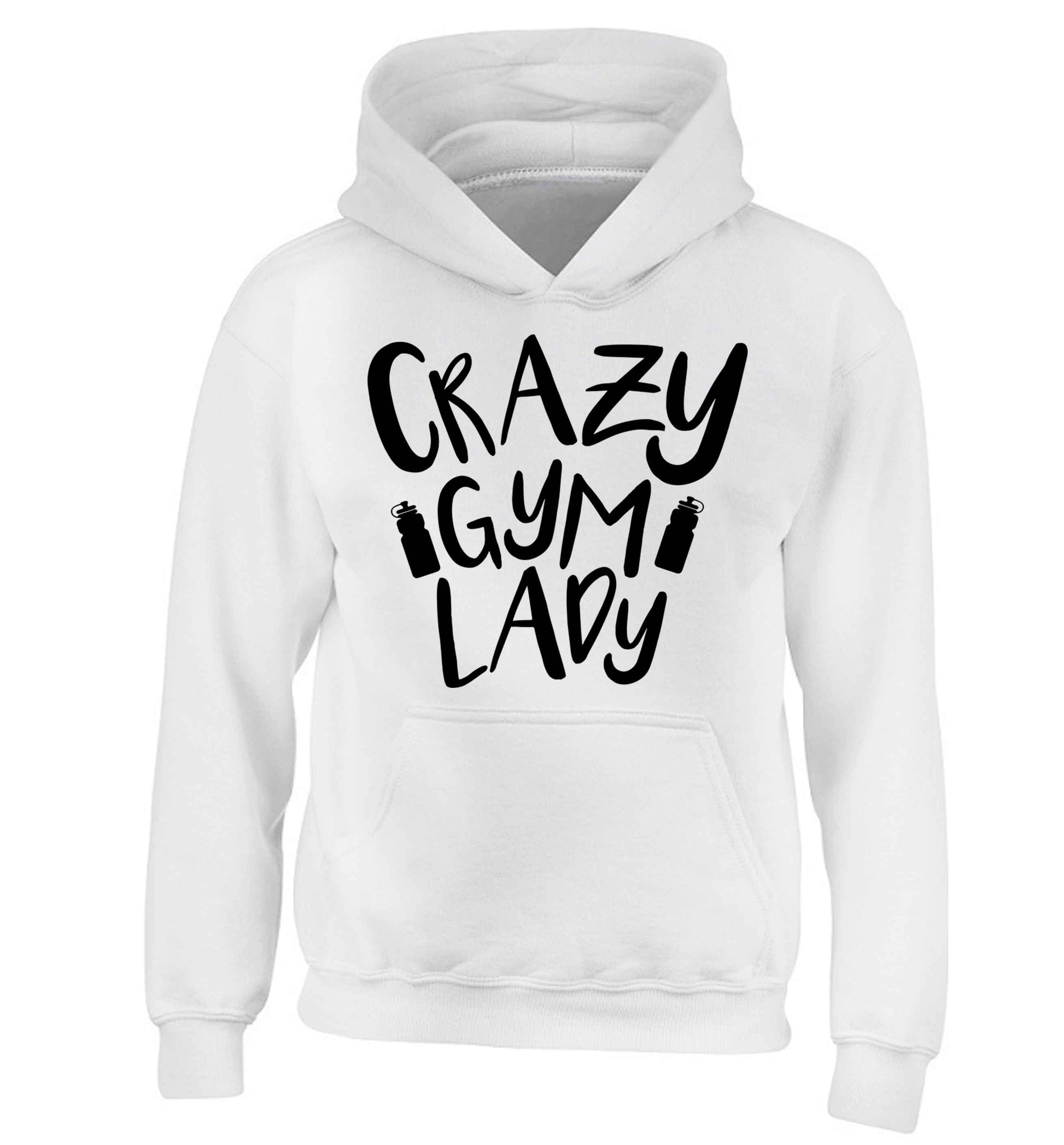 Crazy gym lady children's white hoodie 12-13 Years