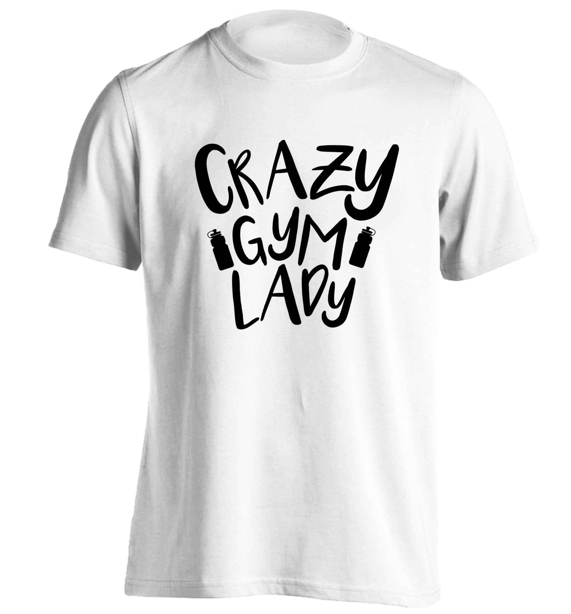 Crazy gym lady adults unisex white Tshirt 2XL