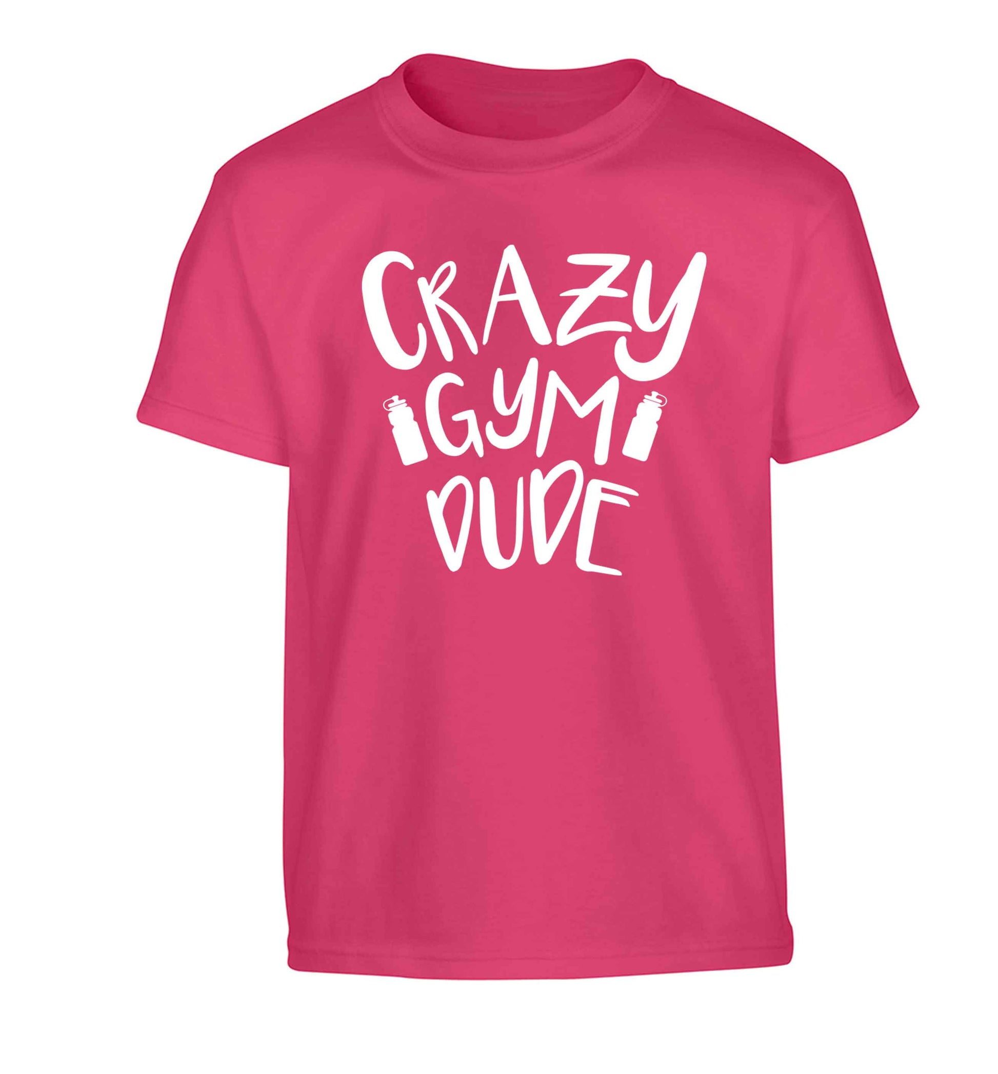 Crazy gym dude Children's pink Tshirt 12-13 Years