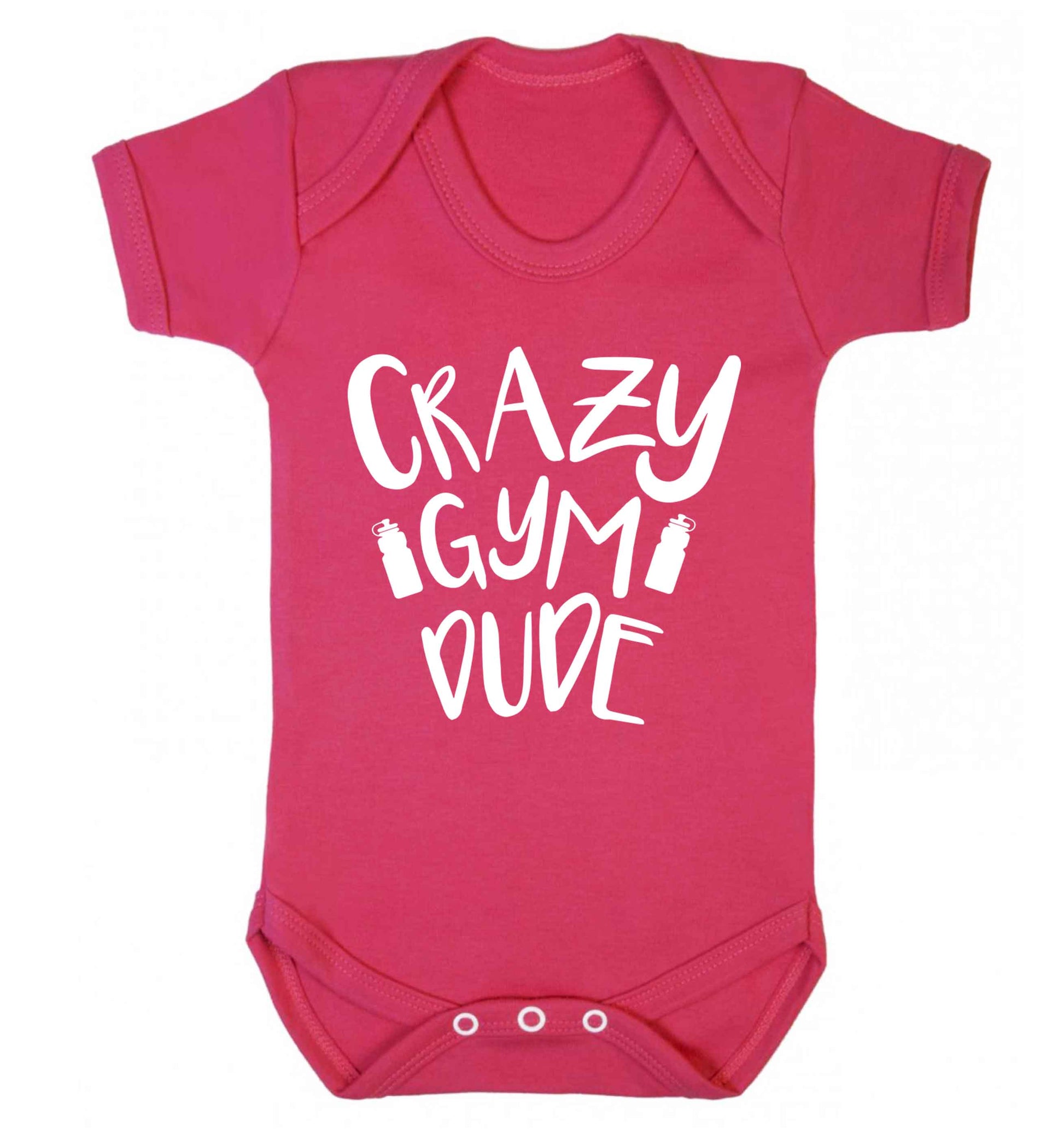 Crazy gym dude Baby Vest dark pink 18-24 months