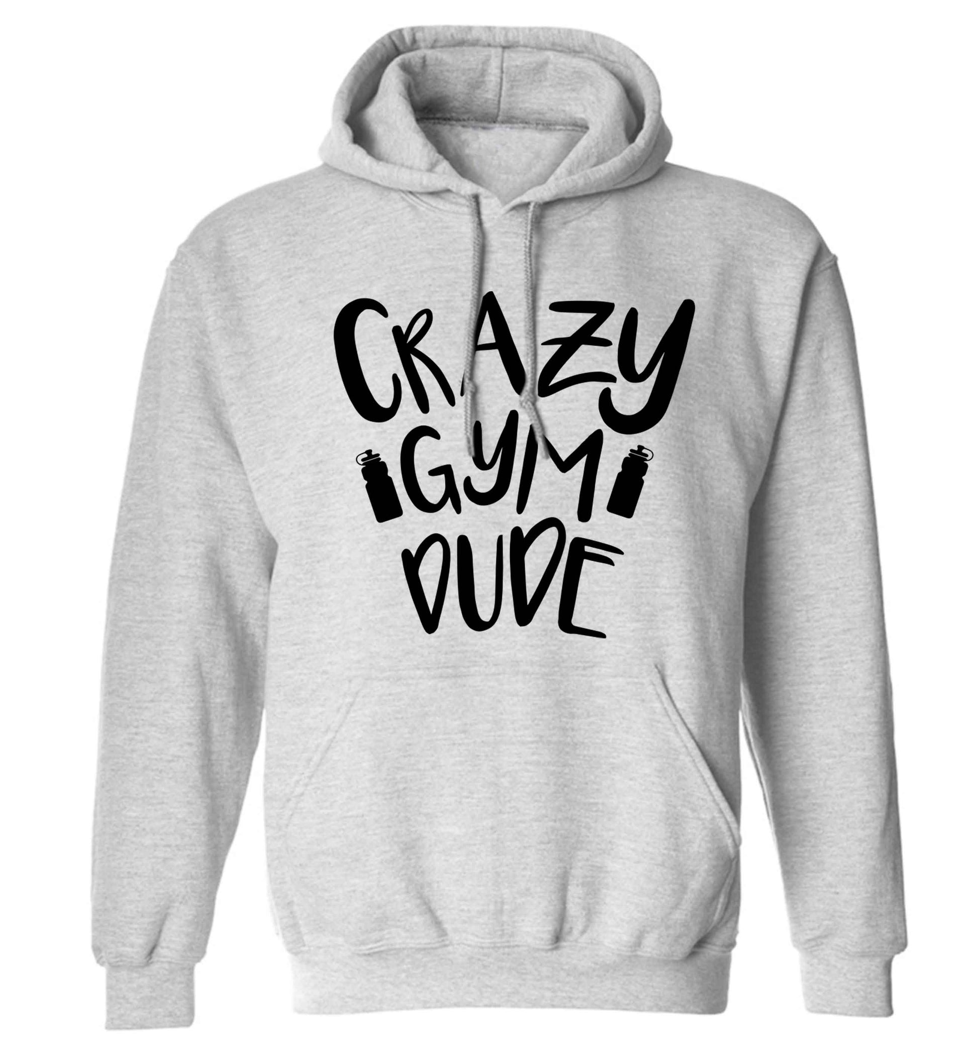 Crazy gym dude adults unisex grey hoodie 2XL