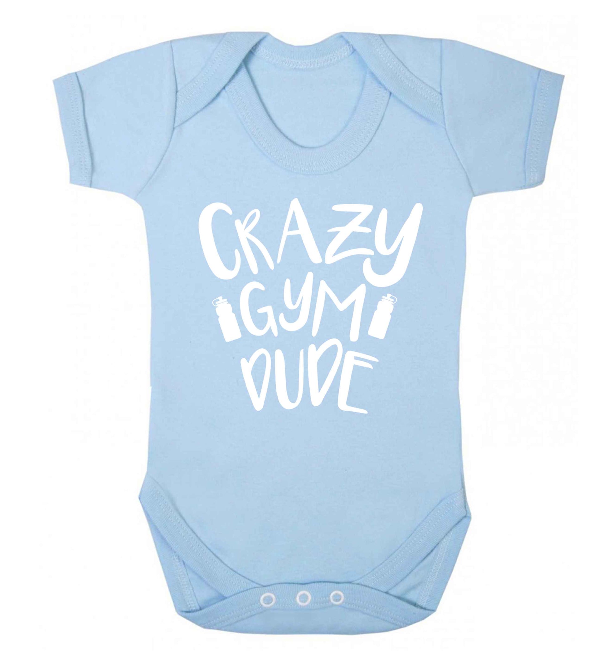 Crazy gym dude Baby Vest pale blue 18-24 months