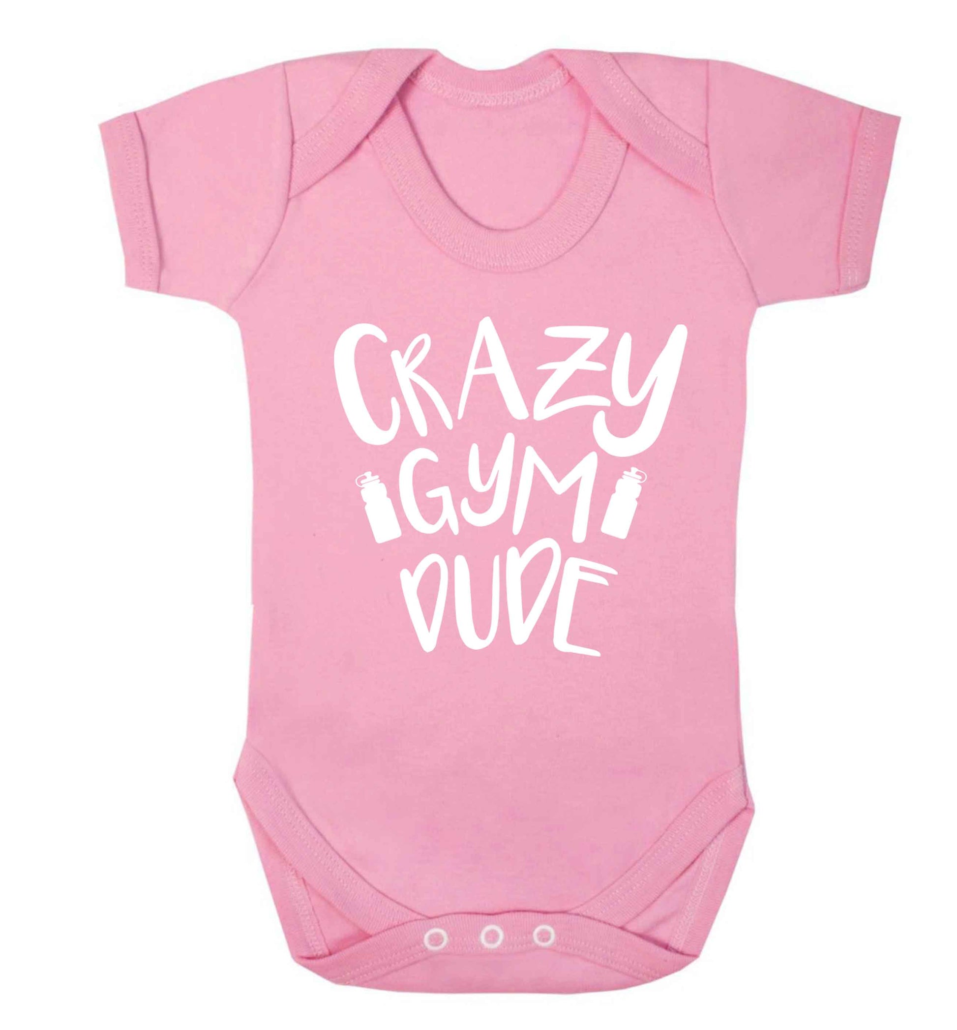 Crazy gym dude Baby Vest pale pink 18-24 months