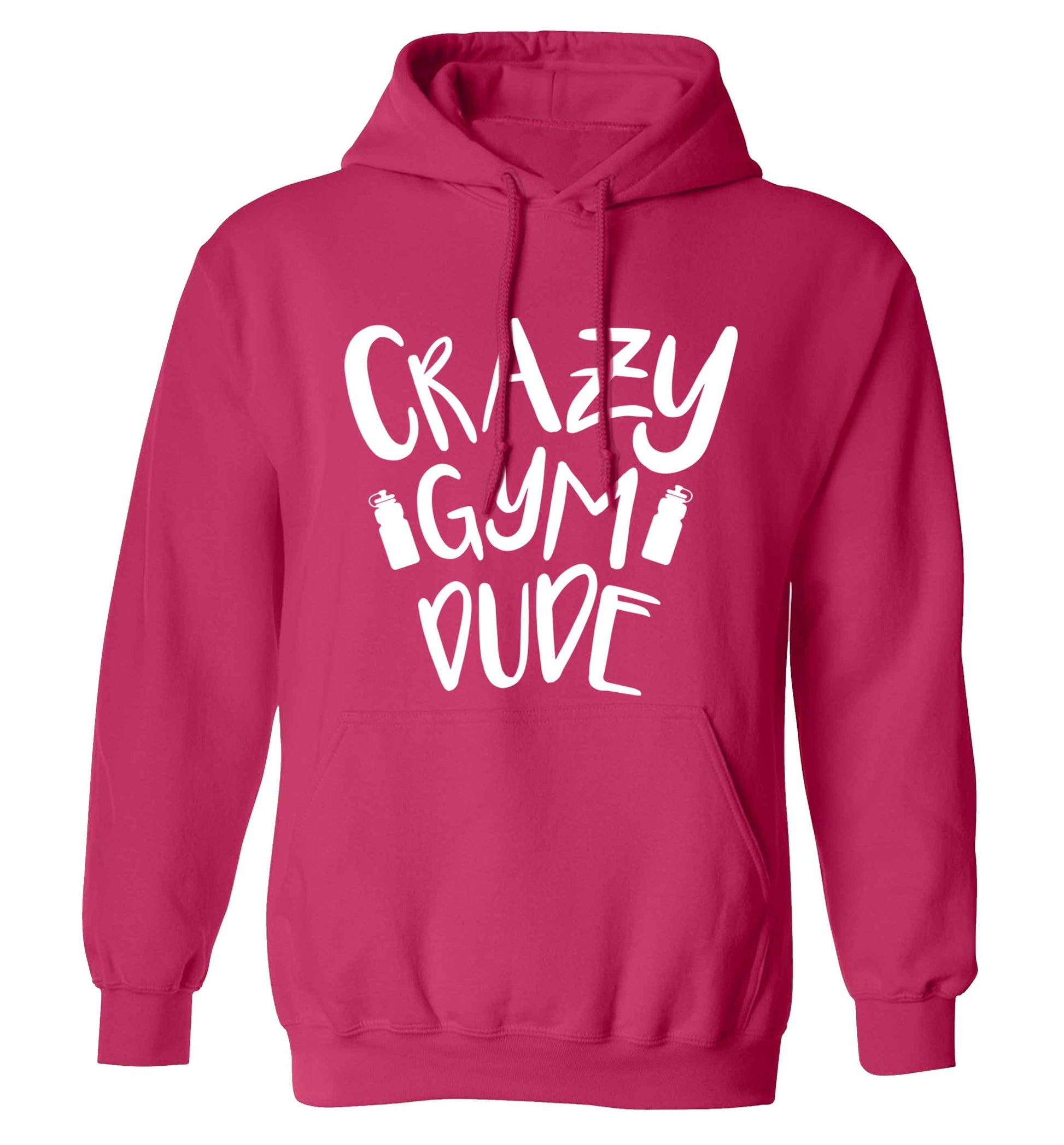 Crazy gym dude adults unisex pink hoodie 2XL