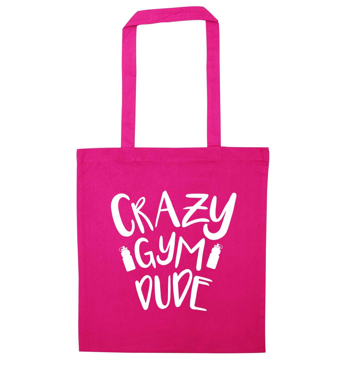 Crazy gym dude pink tote bag