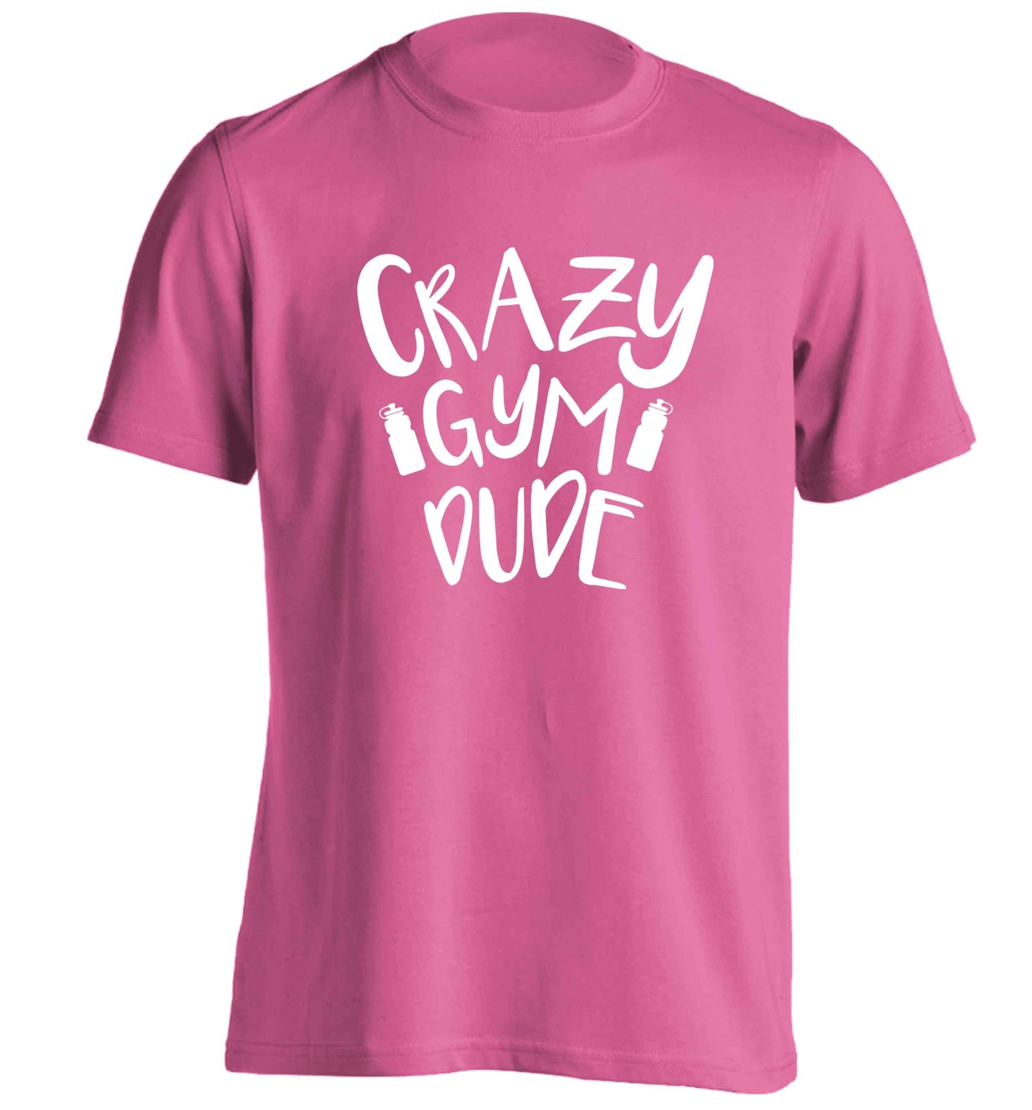 Crazy gym dude adults unisex pink Tshirt 2XL