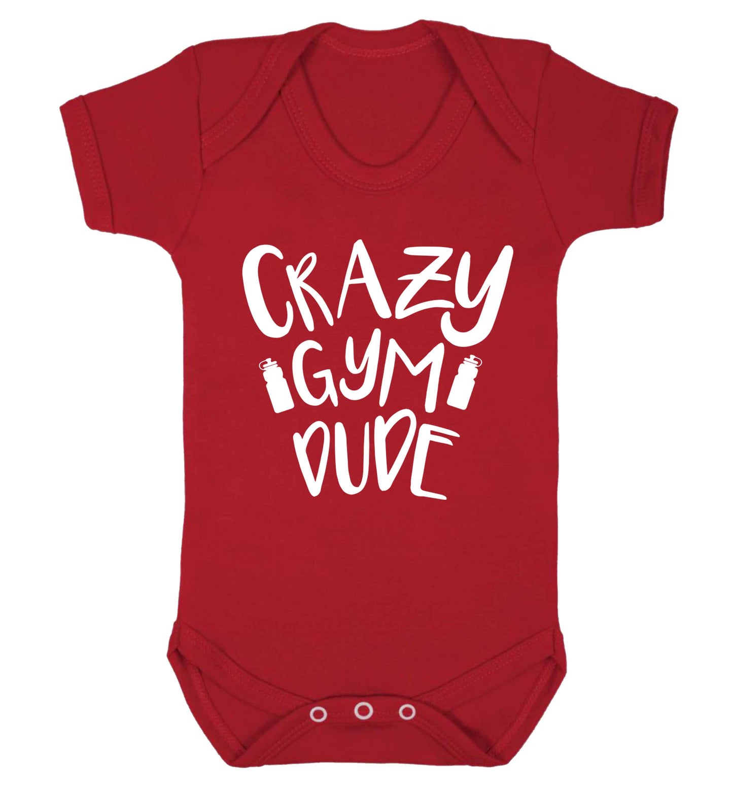 Crazy gym dude Baby Vest red 18-24 months