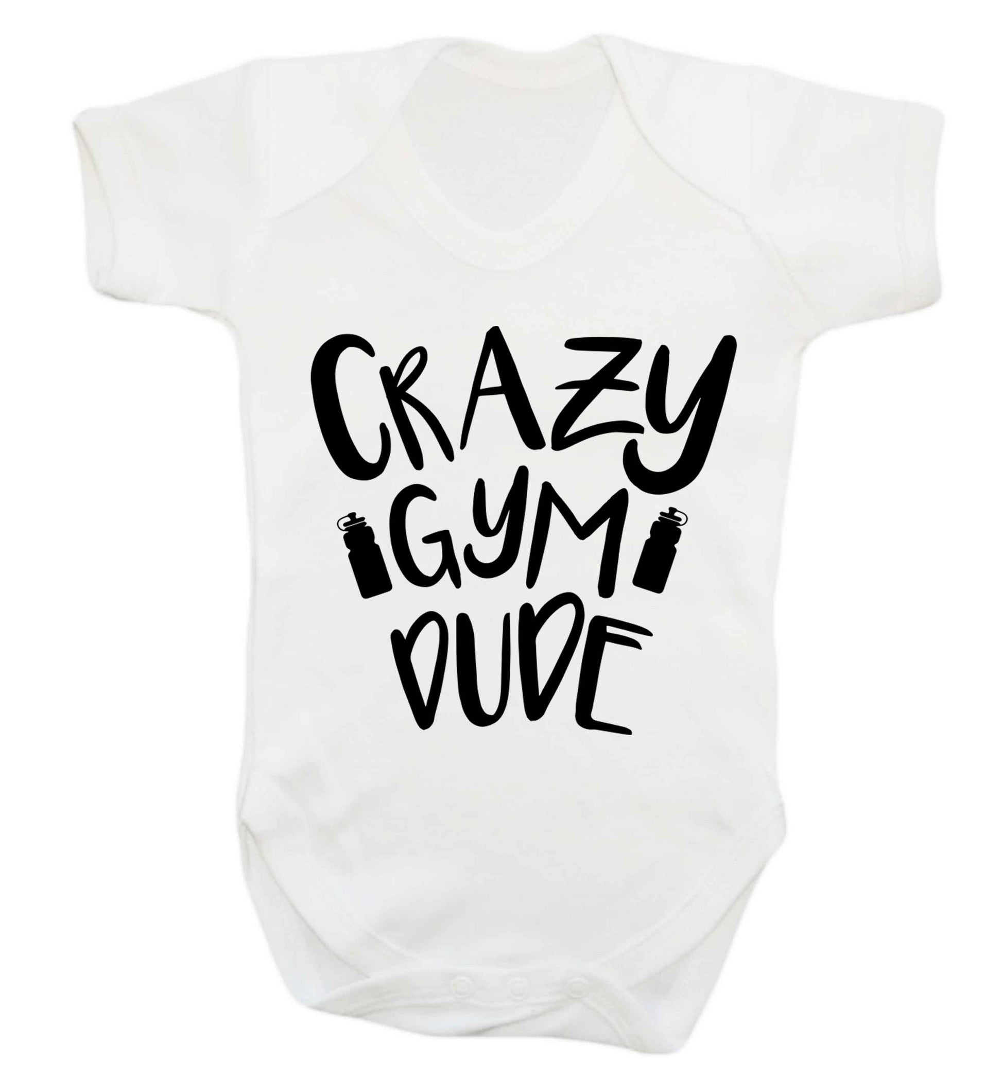 Crazy gym dude Baby Vest white 18-24 months