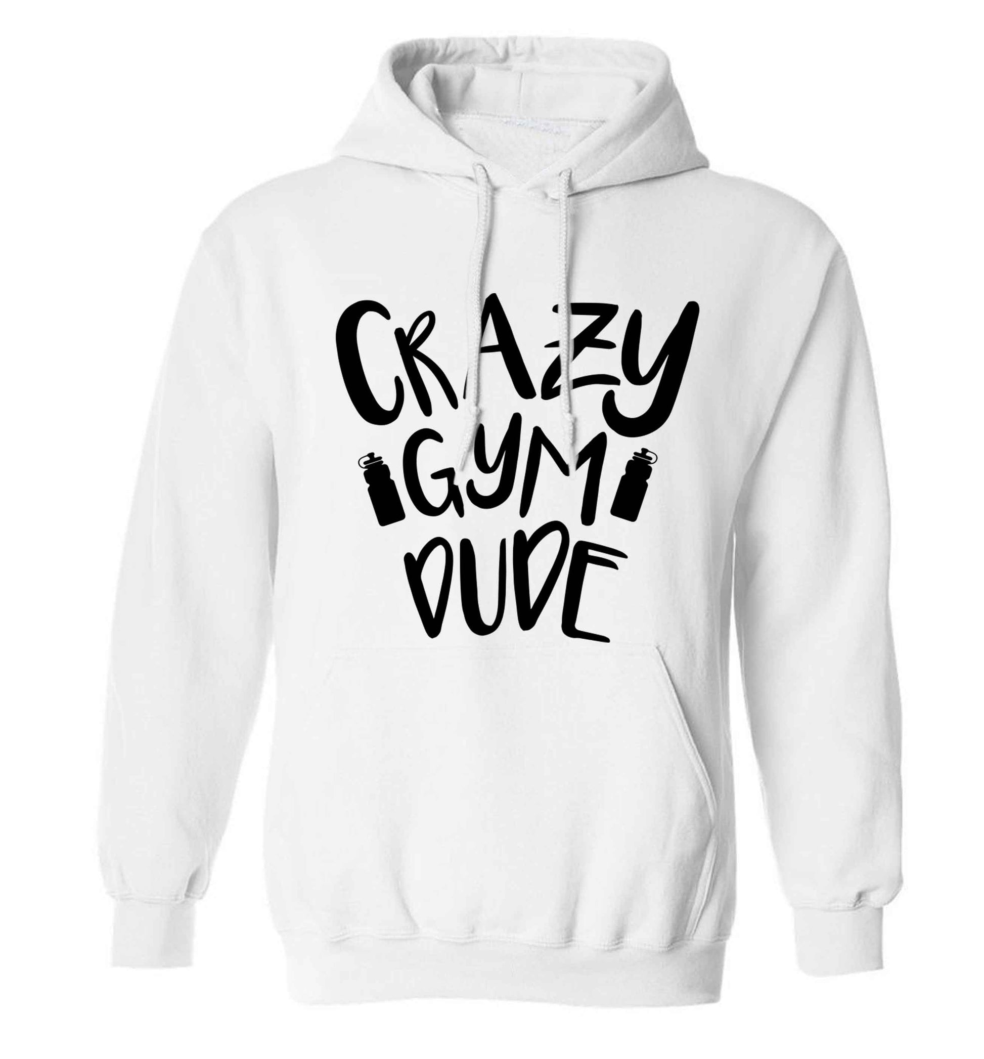 Crazy gym dude adults unisex white hoodie 2XL
