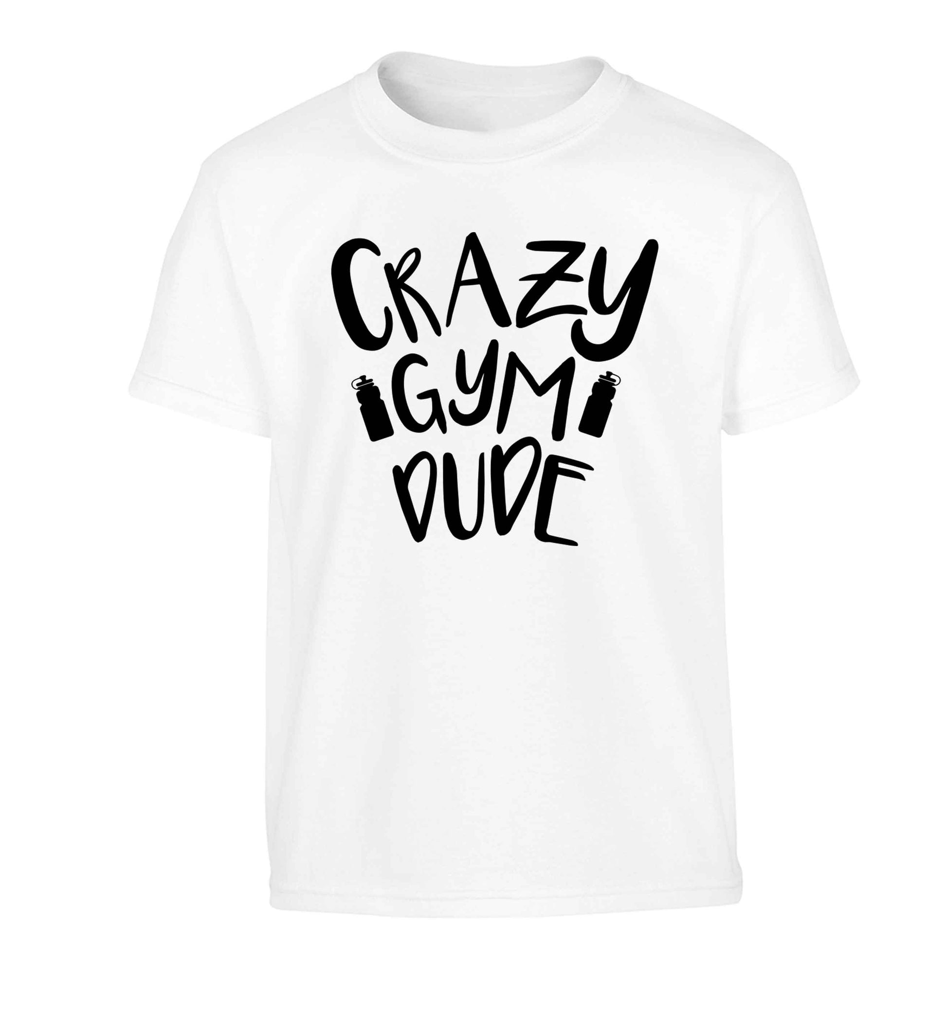 Crazy gym dude Children's white Tshirt 12-13 Years