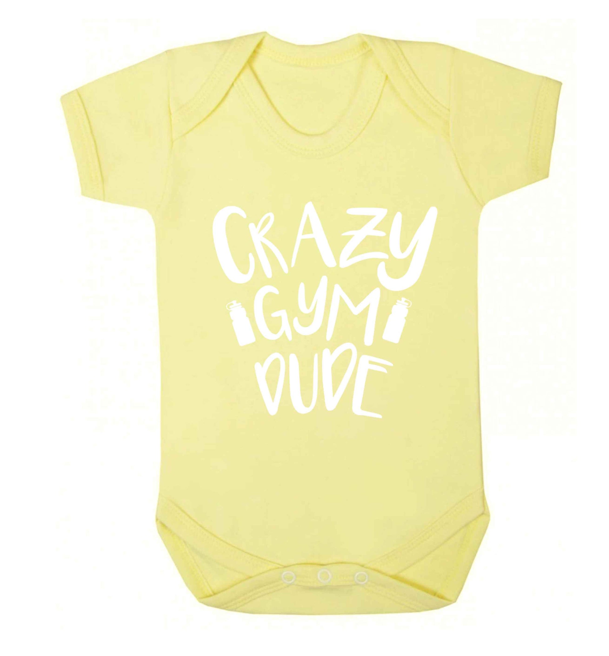 Crazy gym dude Baby Vest pale yellow 18-24 months