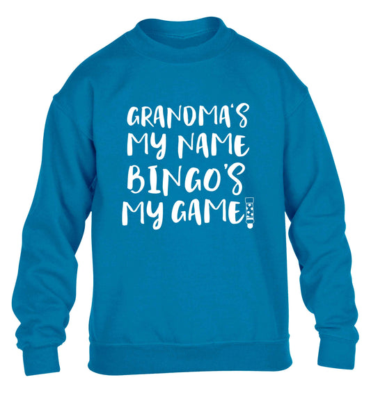 Grandma's my name bingo's my game! children's blue sweater 12-13 Years