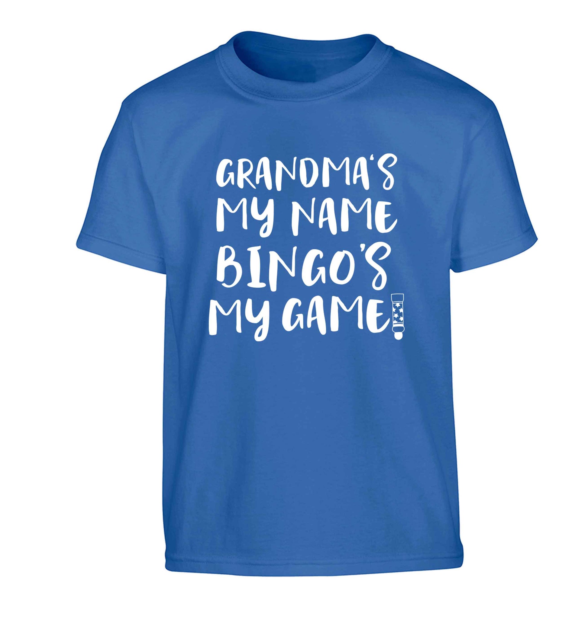 Grandma's my name bingo's my game! Children's blue Tshirt 12-13 Years